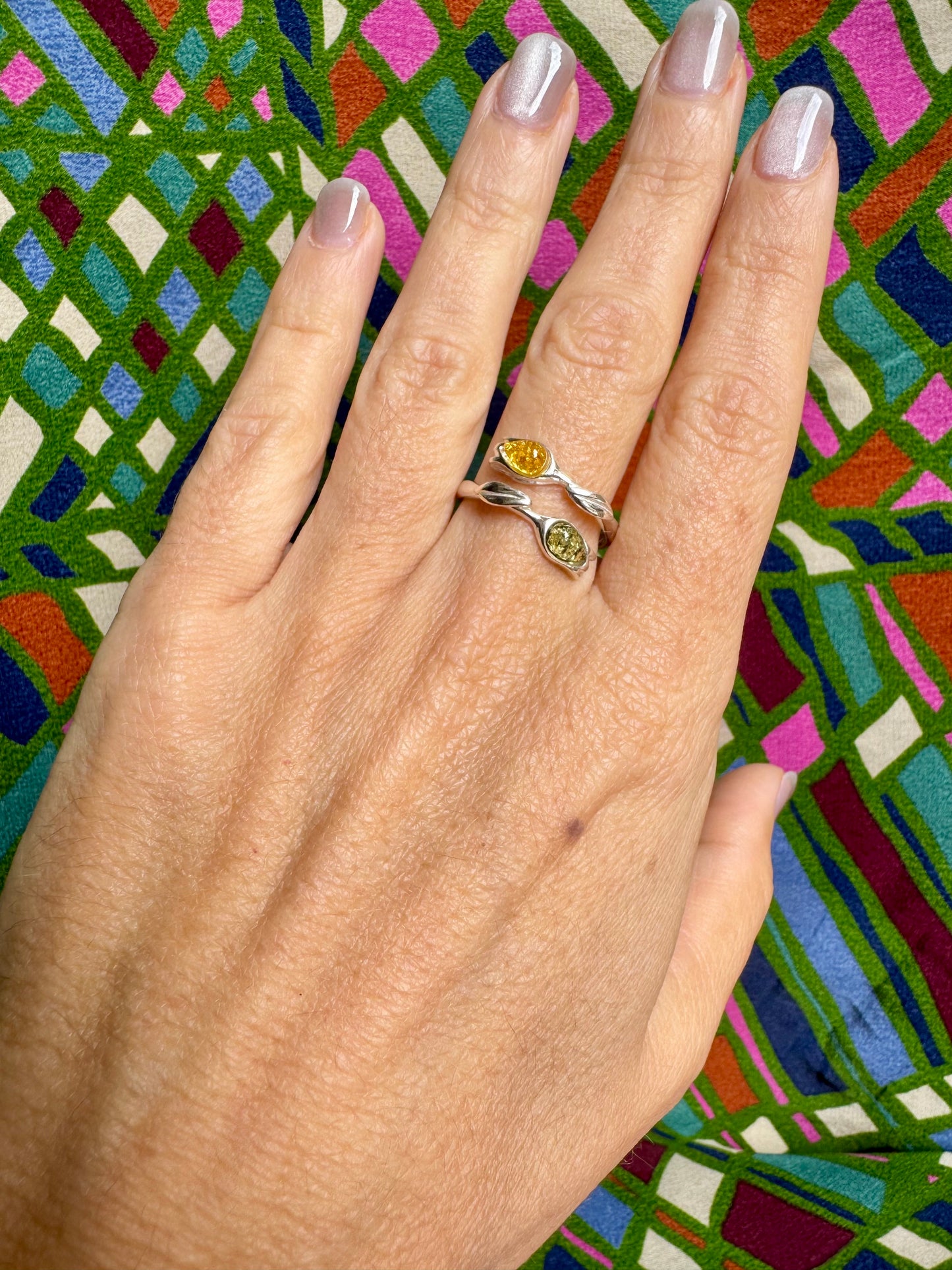 925 silver amber ring size 19 adjustable 53A