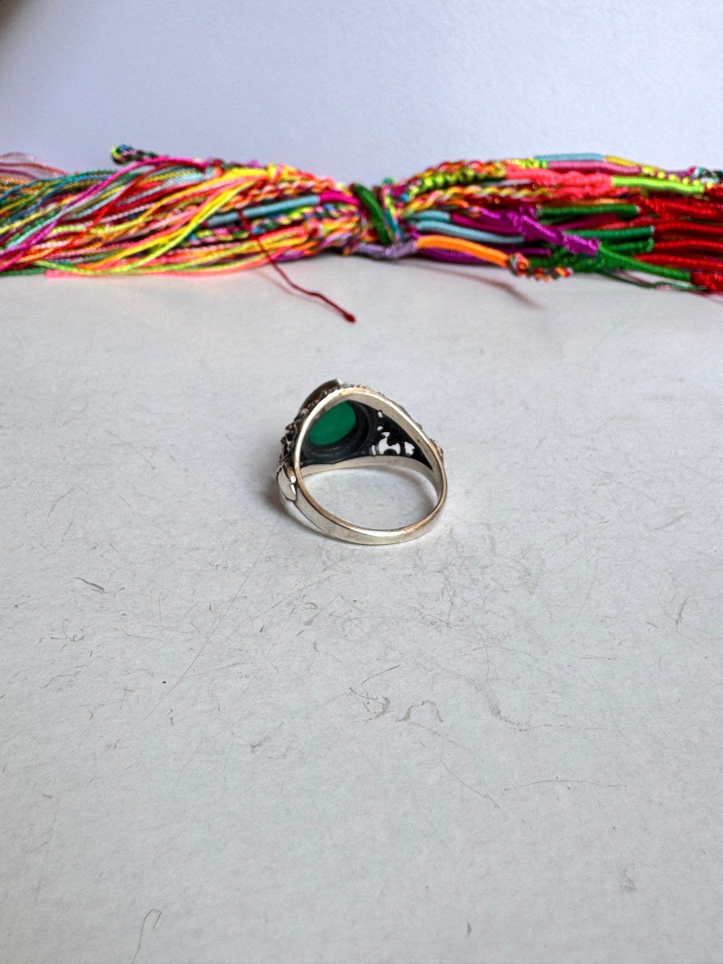 925 silver ring green onyx size 17