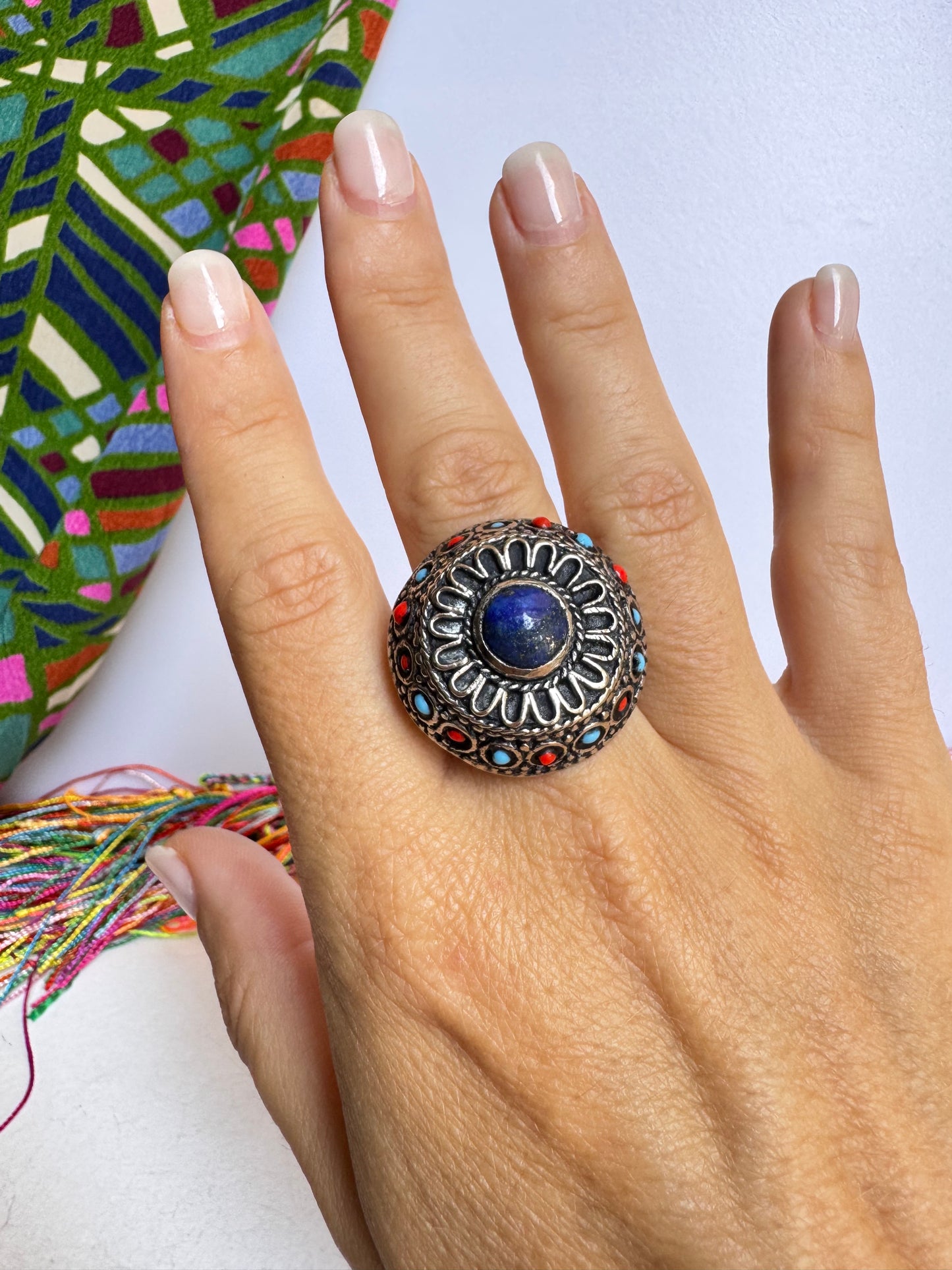 Anello vintage lapis misura 18/19 regolabile