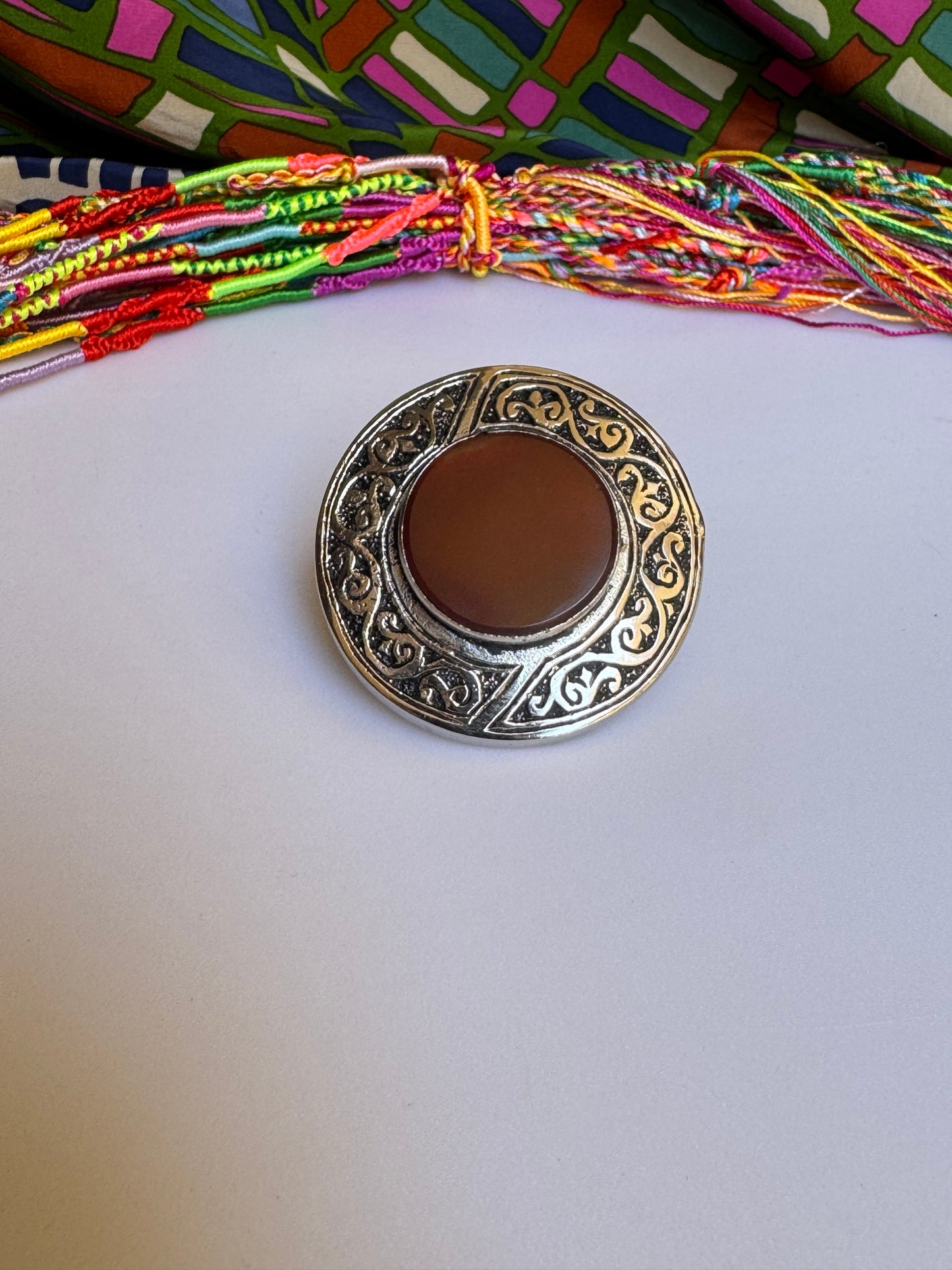 Antique vintage agate stone ring