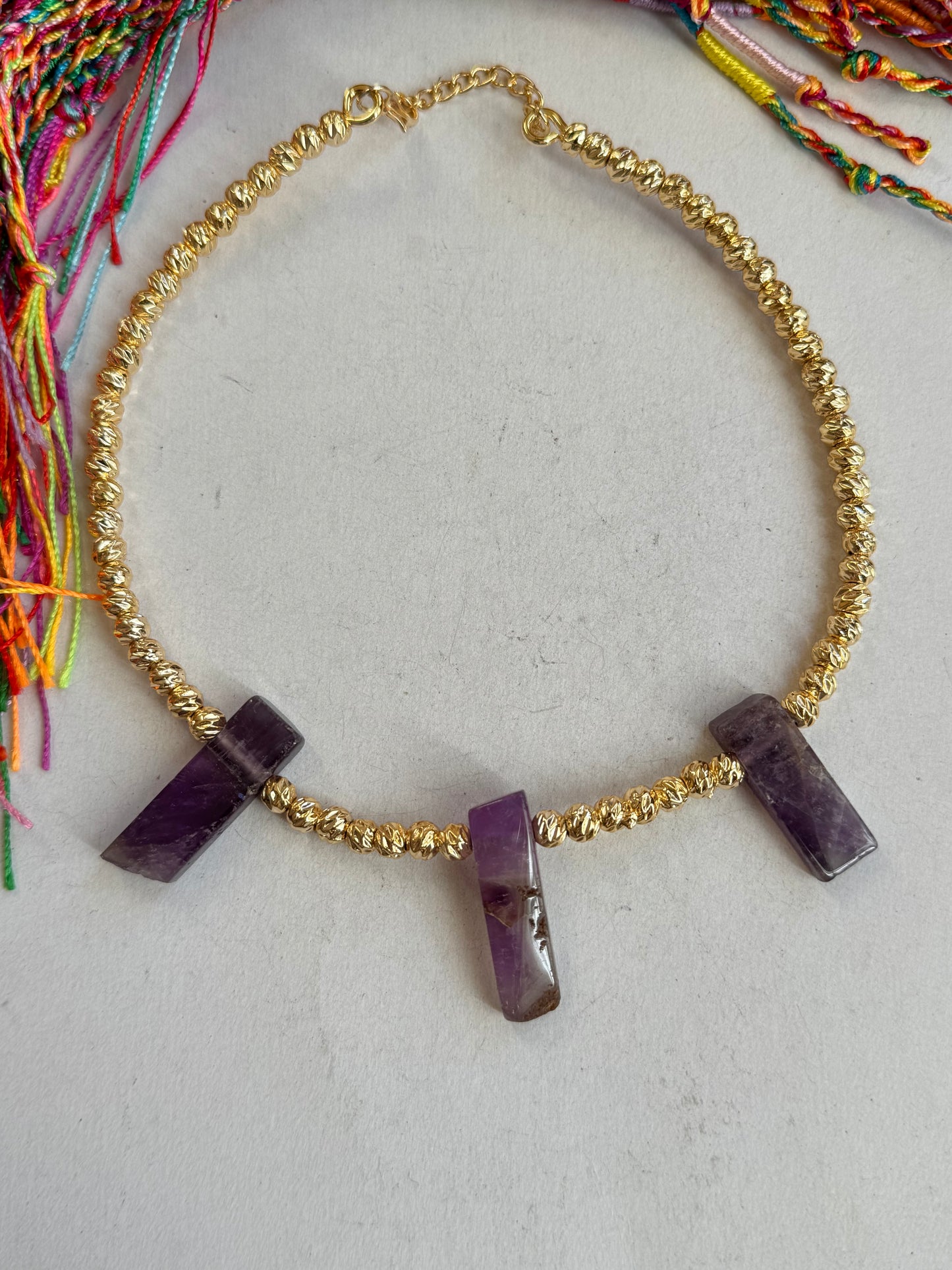 Amethyst golden choker necklace