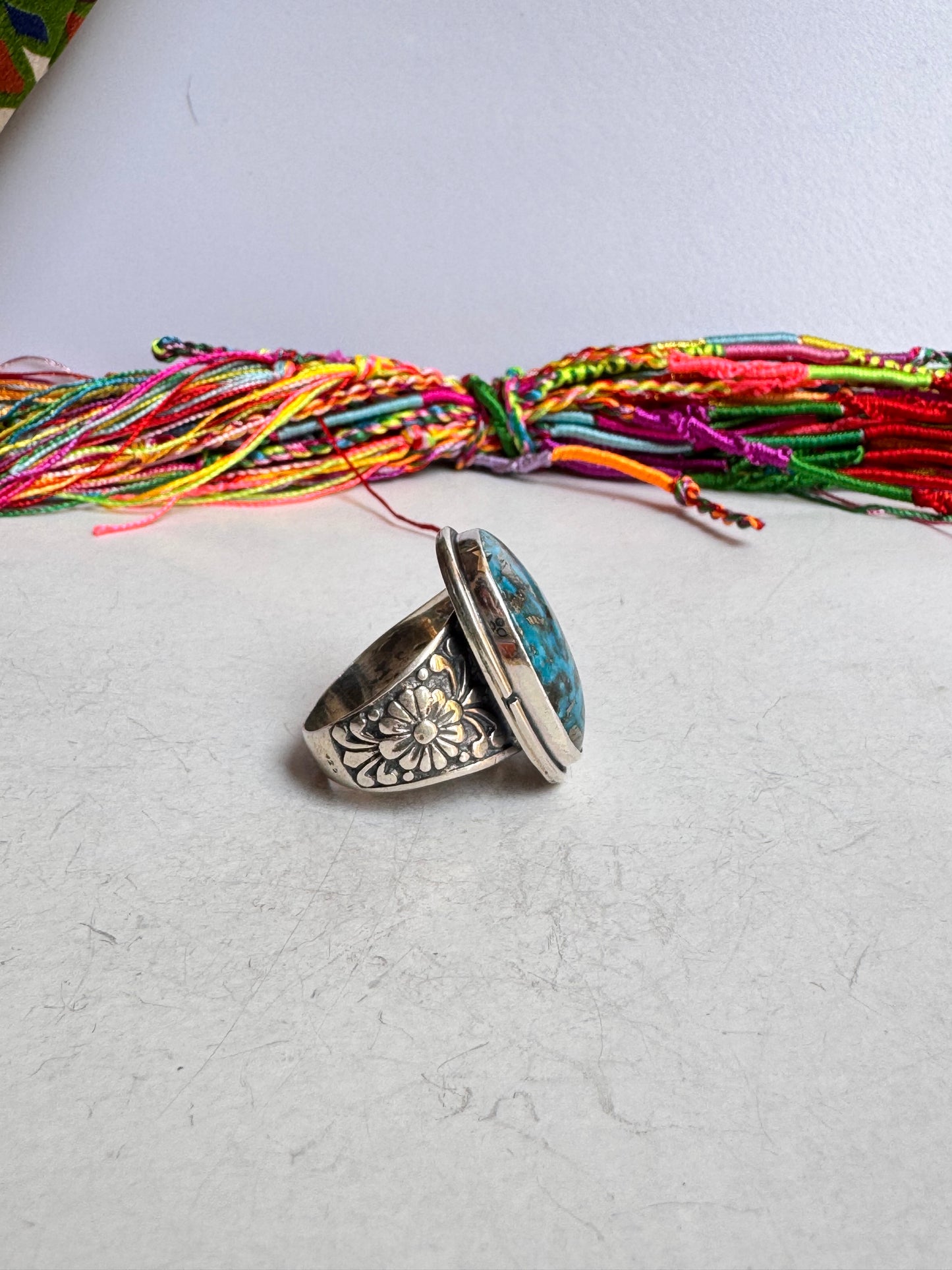 Anello argento 925 copper turquoise turchese misura 31 7V