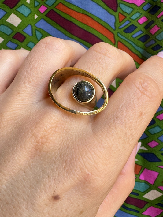 Golden labradorite boho ring