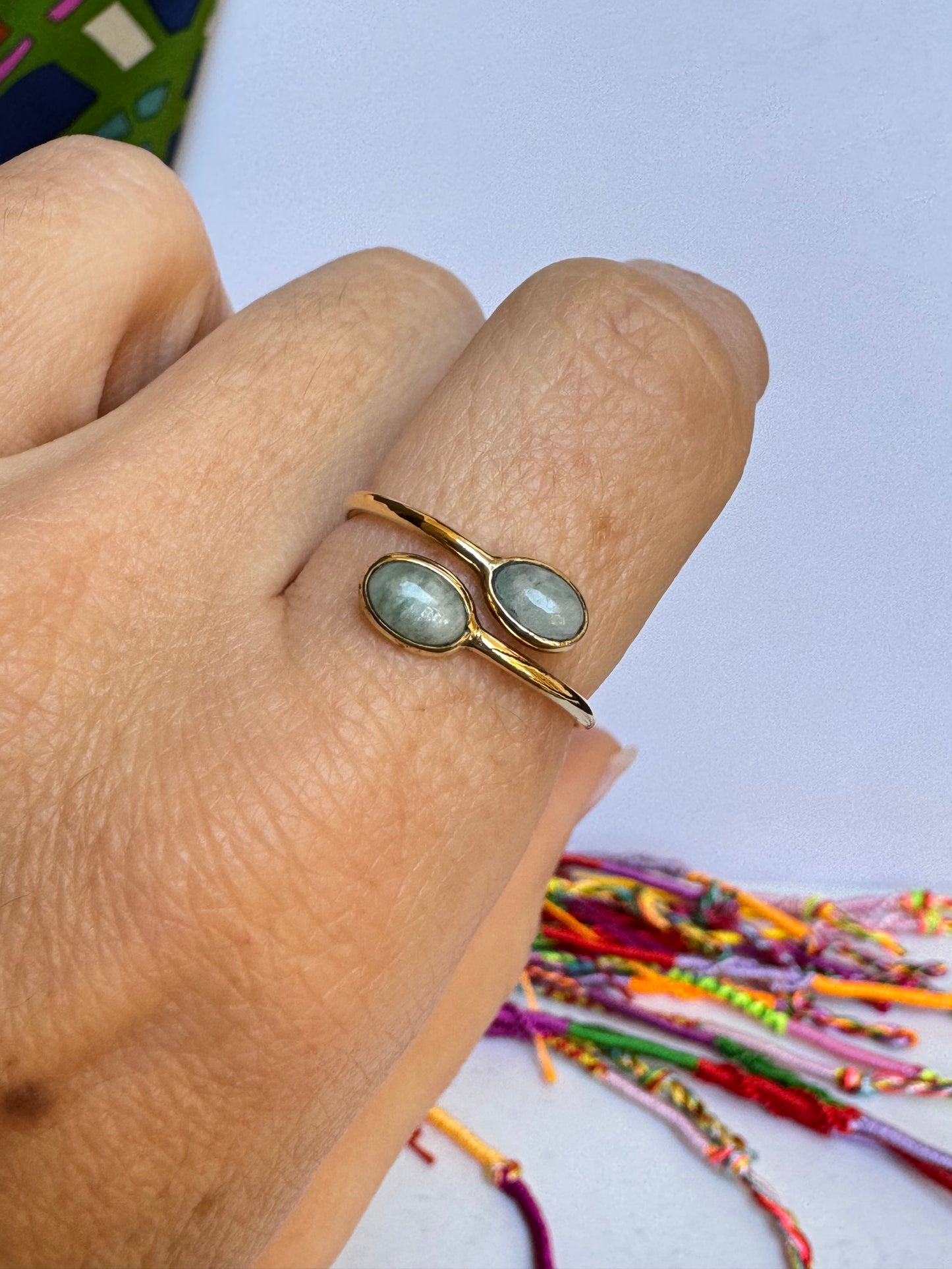 Anello boho dorato amazzonite