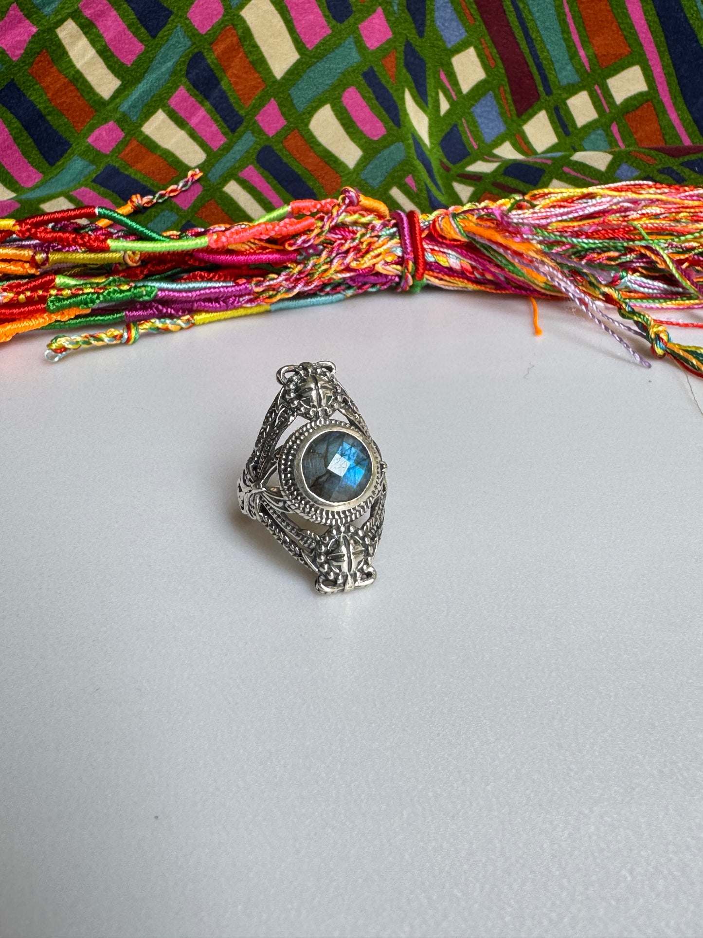 Labradoritring aus 925er Sterlingsilber, Größe 17/18 - 5LA