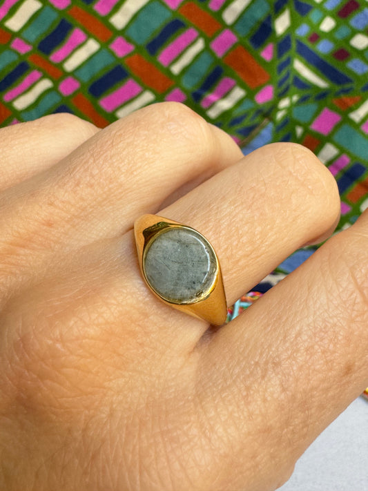 Gray golden steel ring