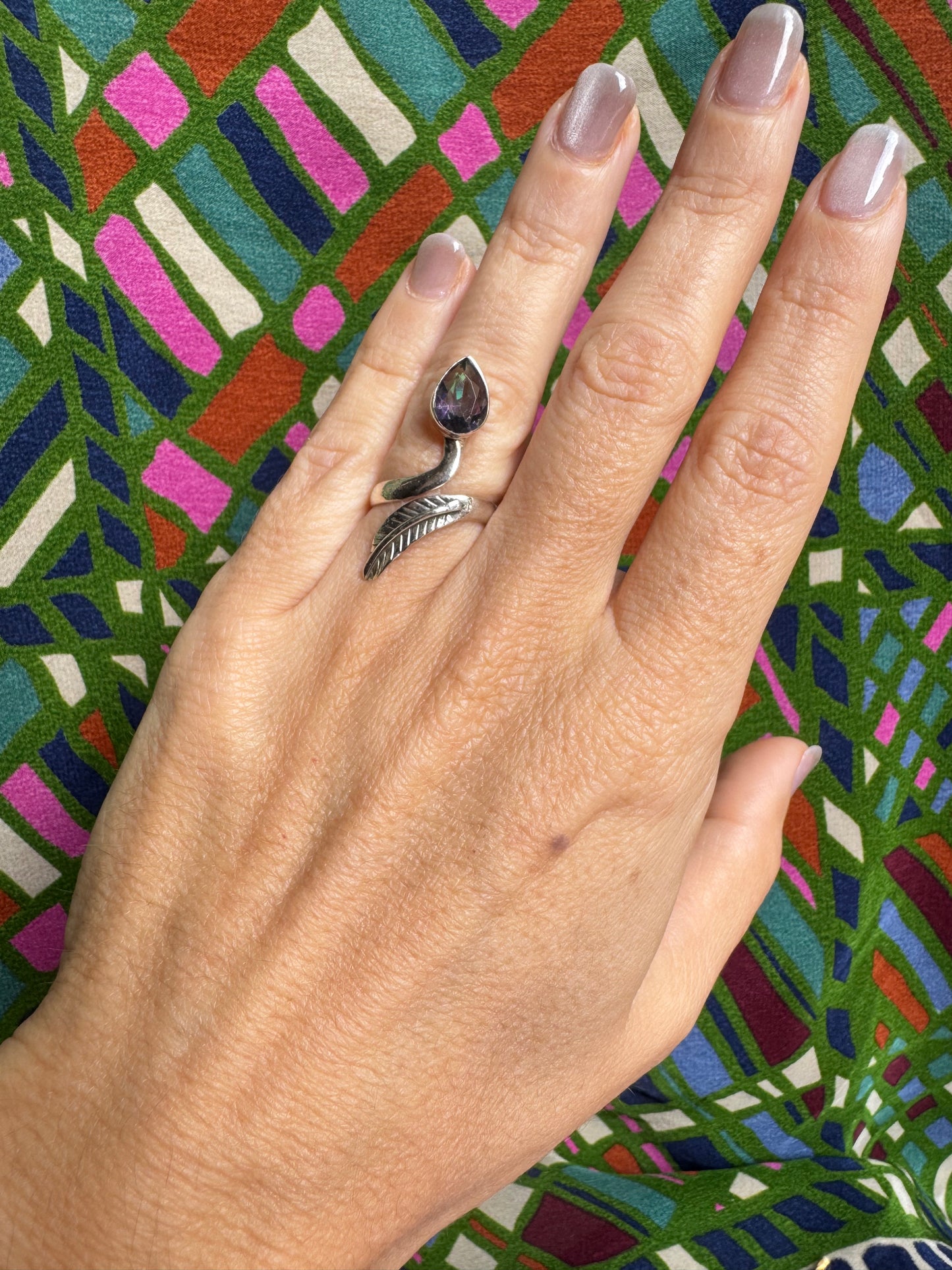 925 silver adjustable mystic stone ring 6MS