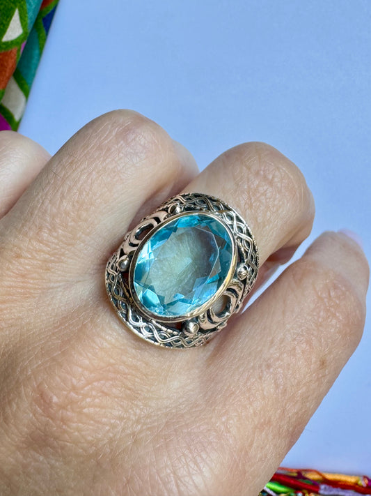 Anello argento 925 acquamarina misura 14/15 - 17AQ