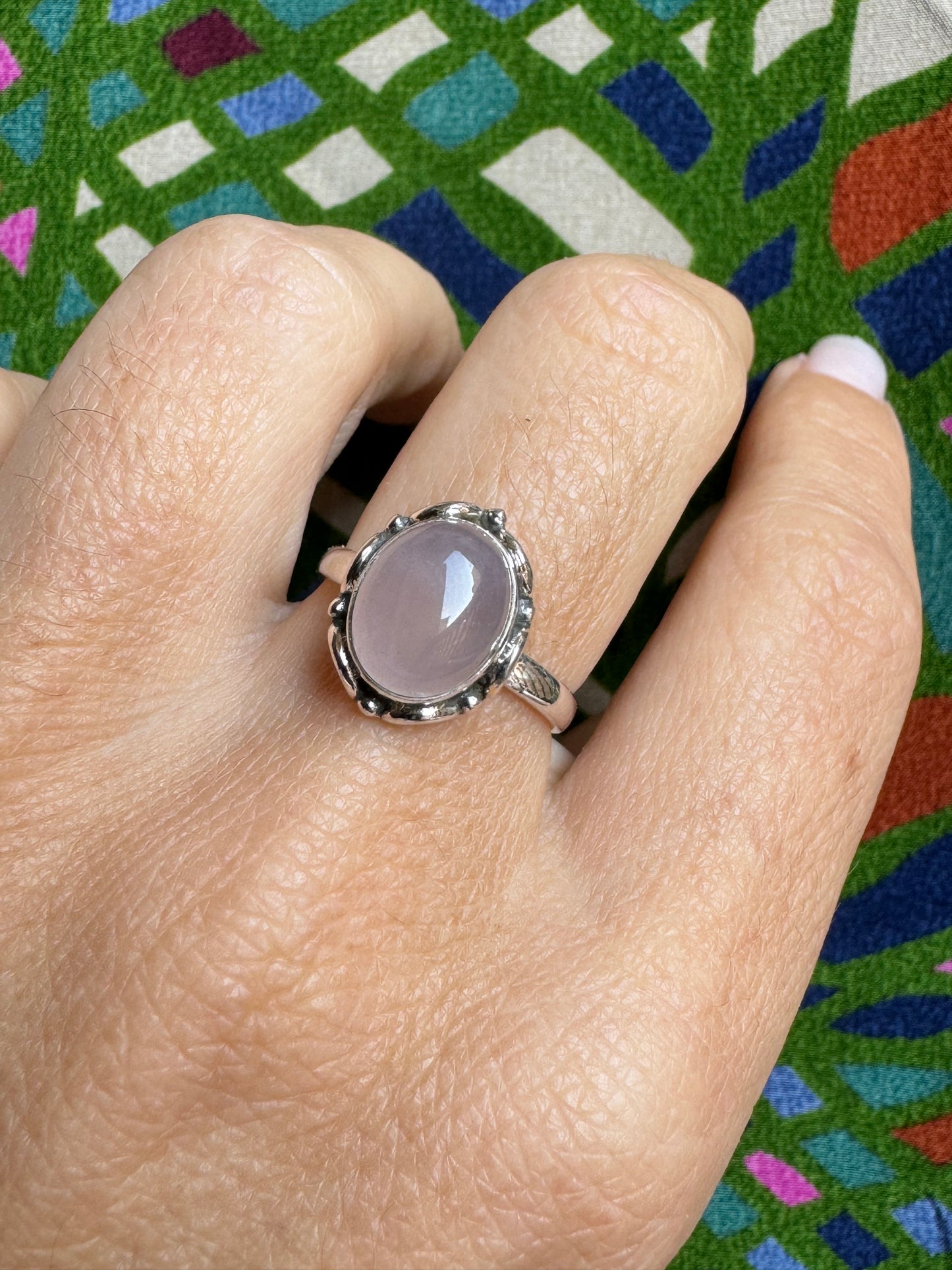 Ring silver925 rose quartz E96