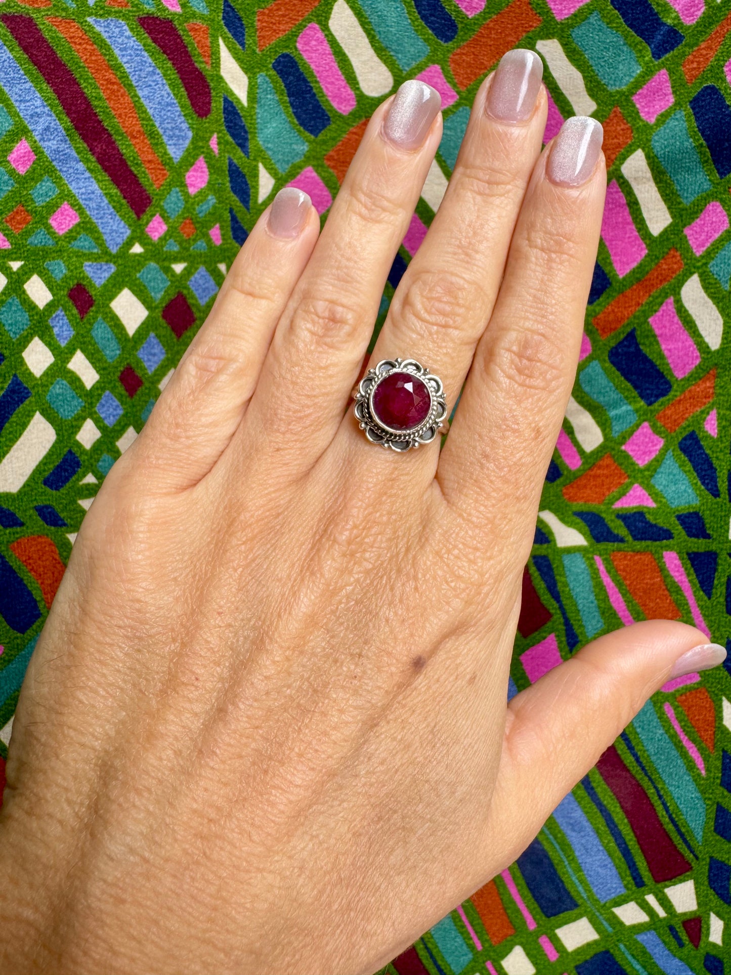 Anello argento 925 radice di rubino misura 14 - 16AM