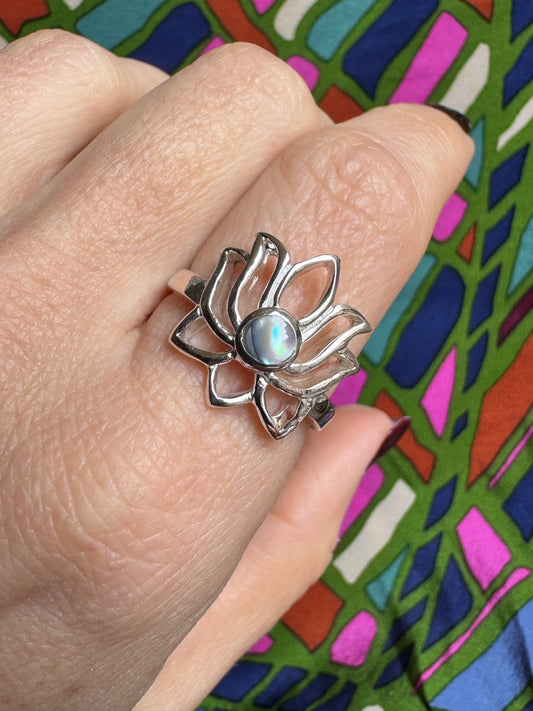 925 Silber Perlmuttring Größe 21- F1