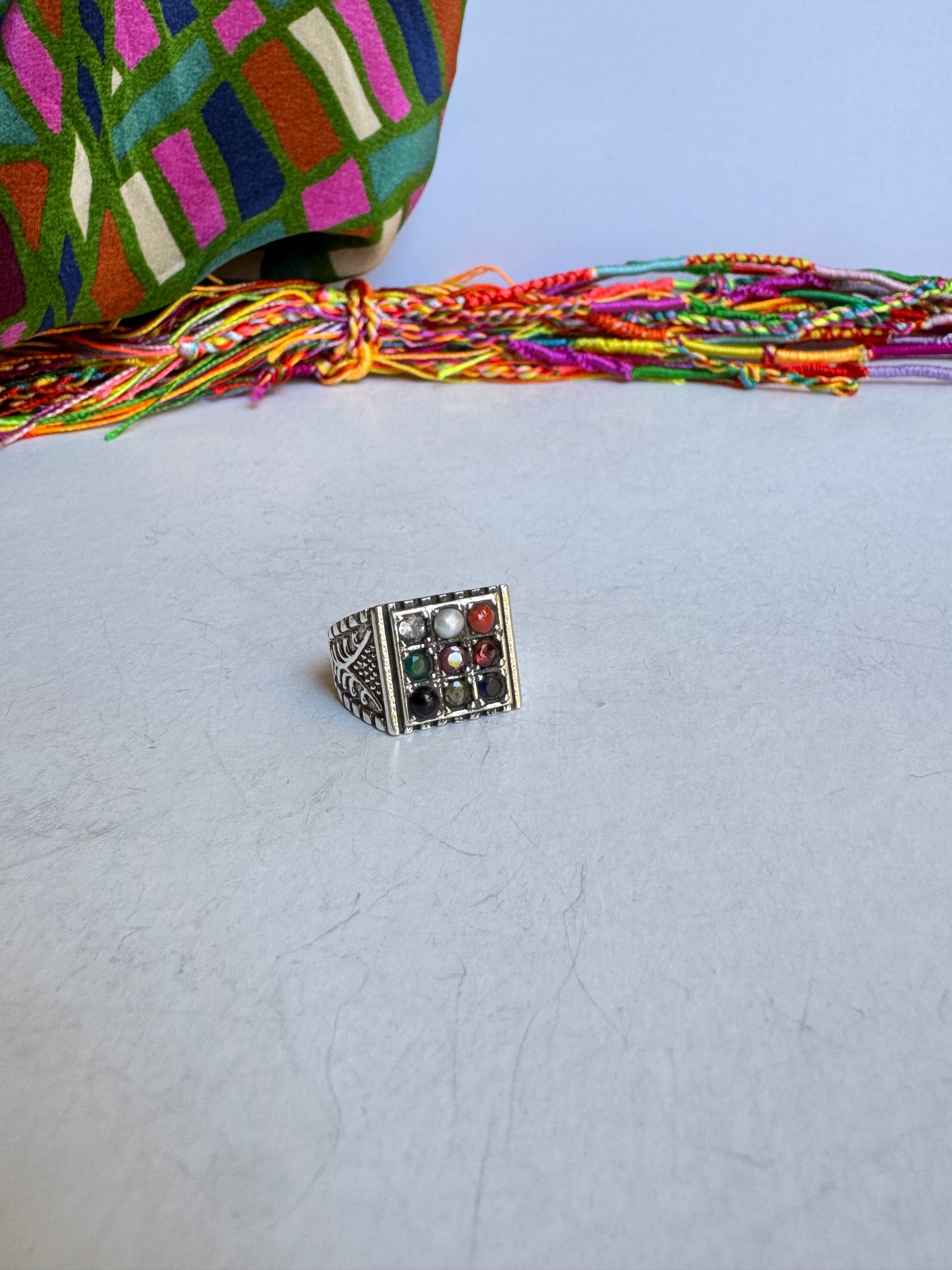 Anello argento 925 Navaratna misura 13 - MP9