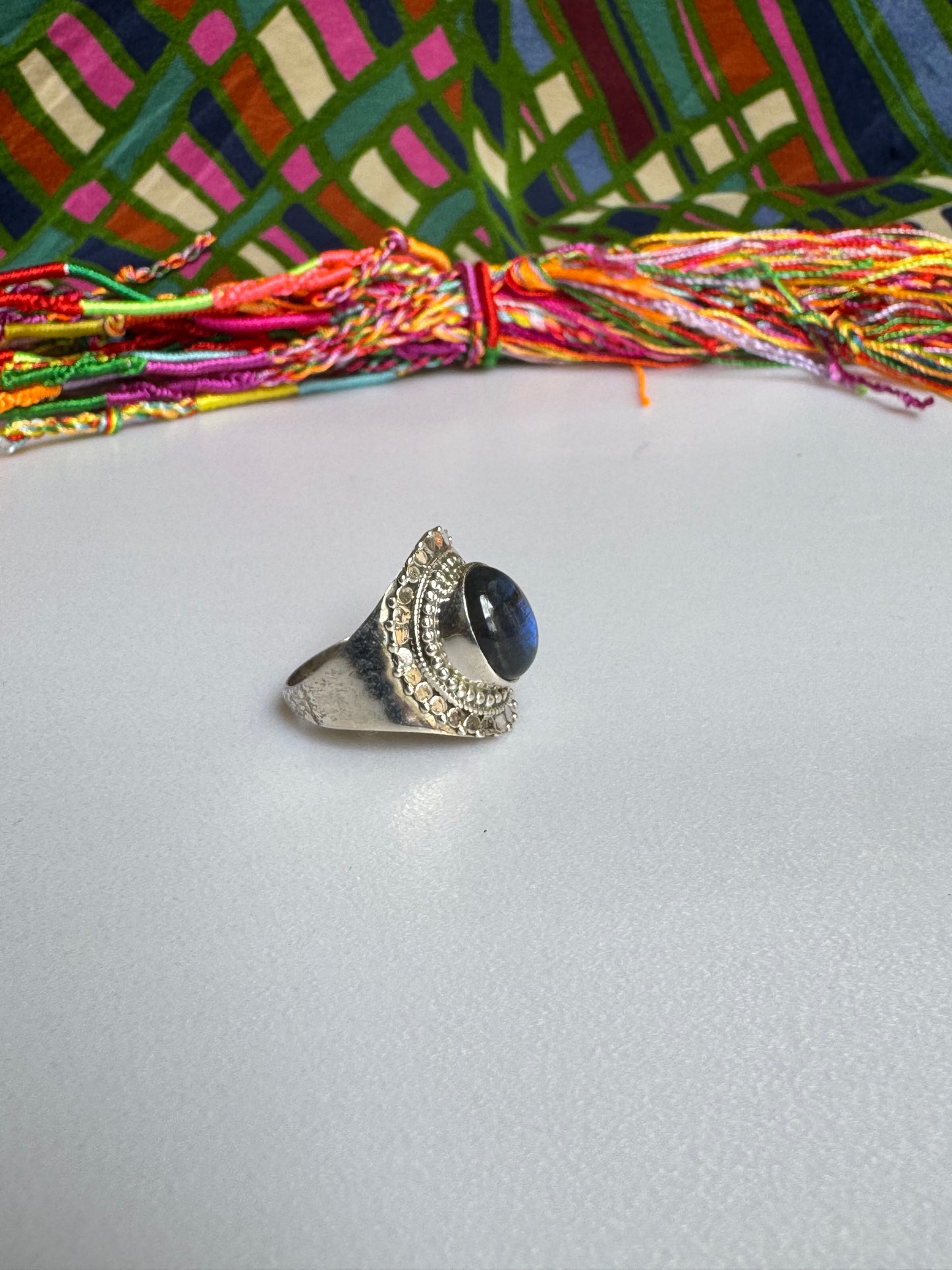 Labradoritring aus 925er Sterlingsilber, Größe 22 - 2LA