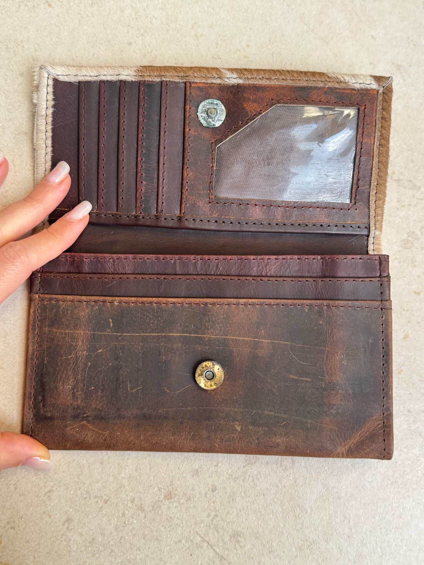 Dark brown leather wallet