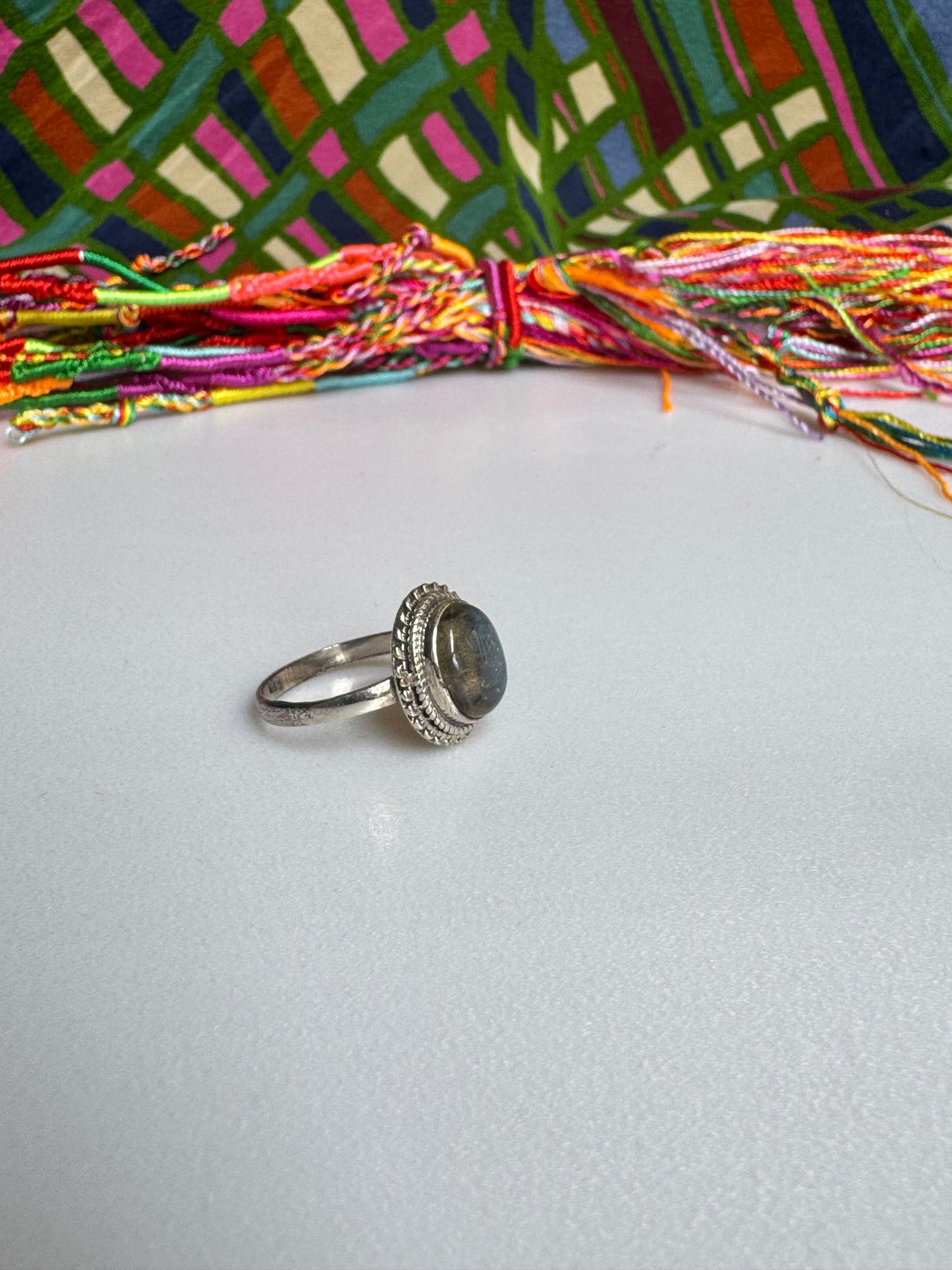 Labradoritring aus 925er Sterlingsilber, Größe 19/20 - 9LA