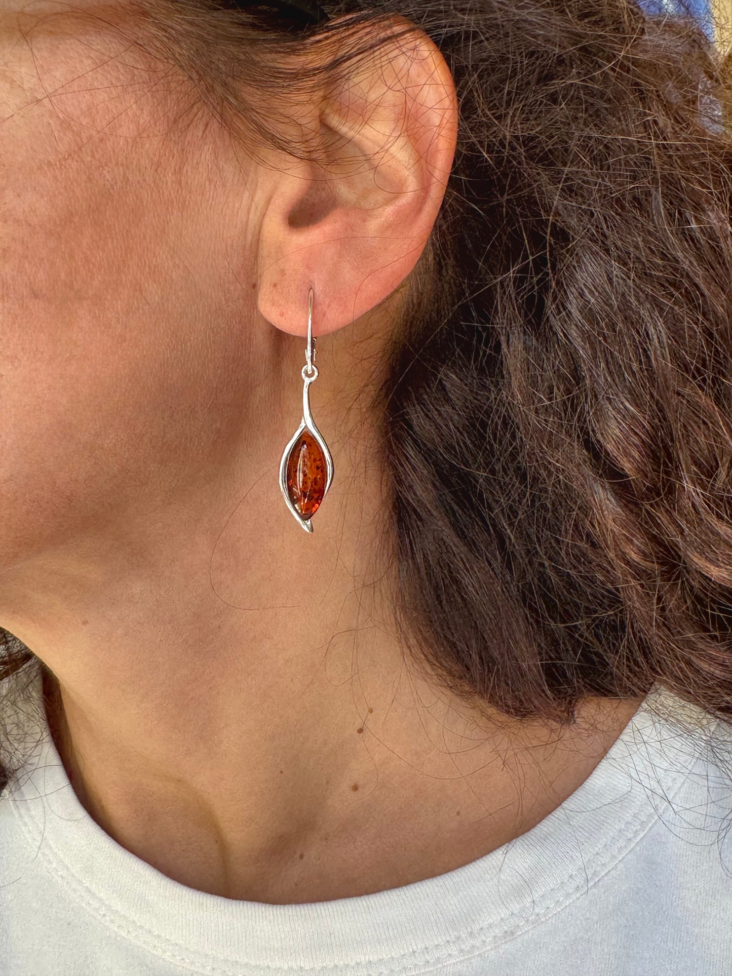 925 silver amber earrings 32AM