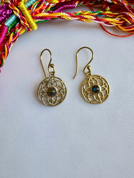 Golden labradorite boho earrings
