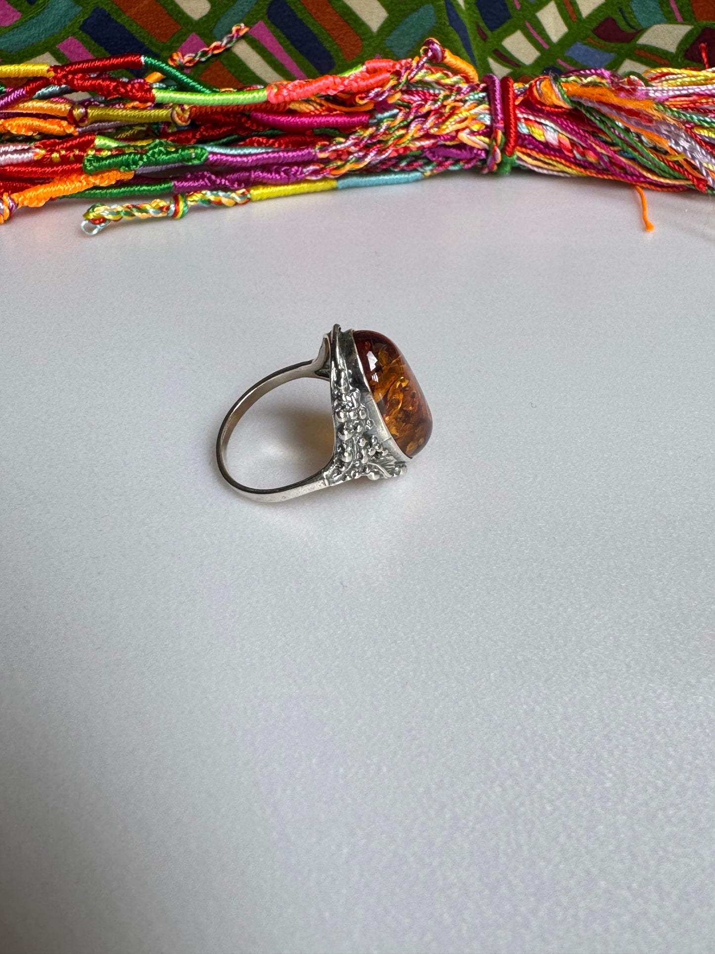 925 silver amber ring size 18 - 40A