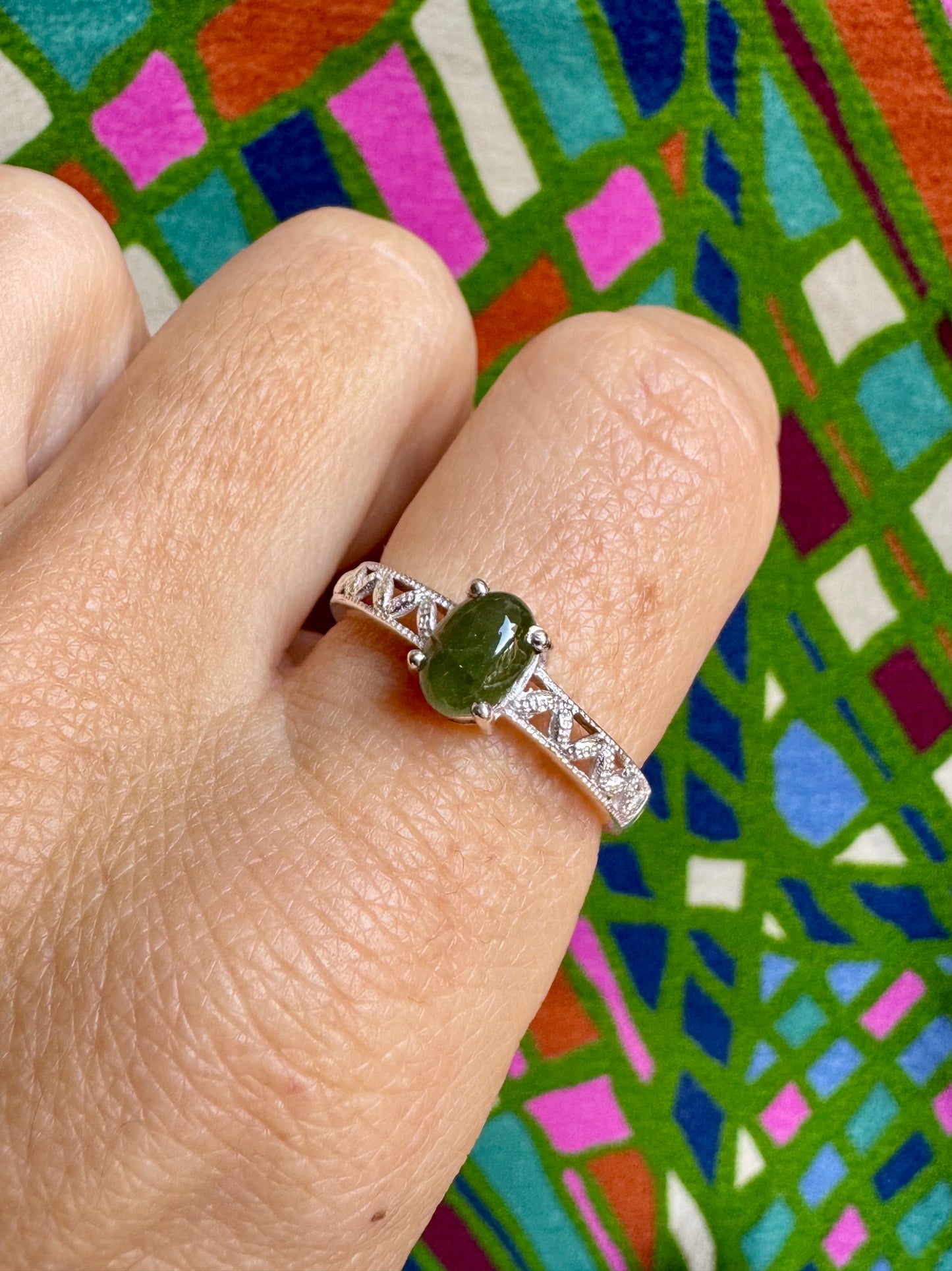 925 silver tourmaline ring size 19 - TA46