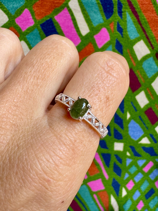 925 silver tourmaline ring size 19 - TA46