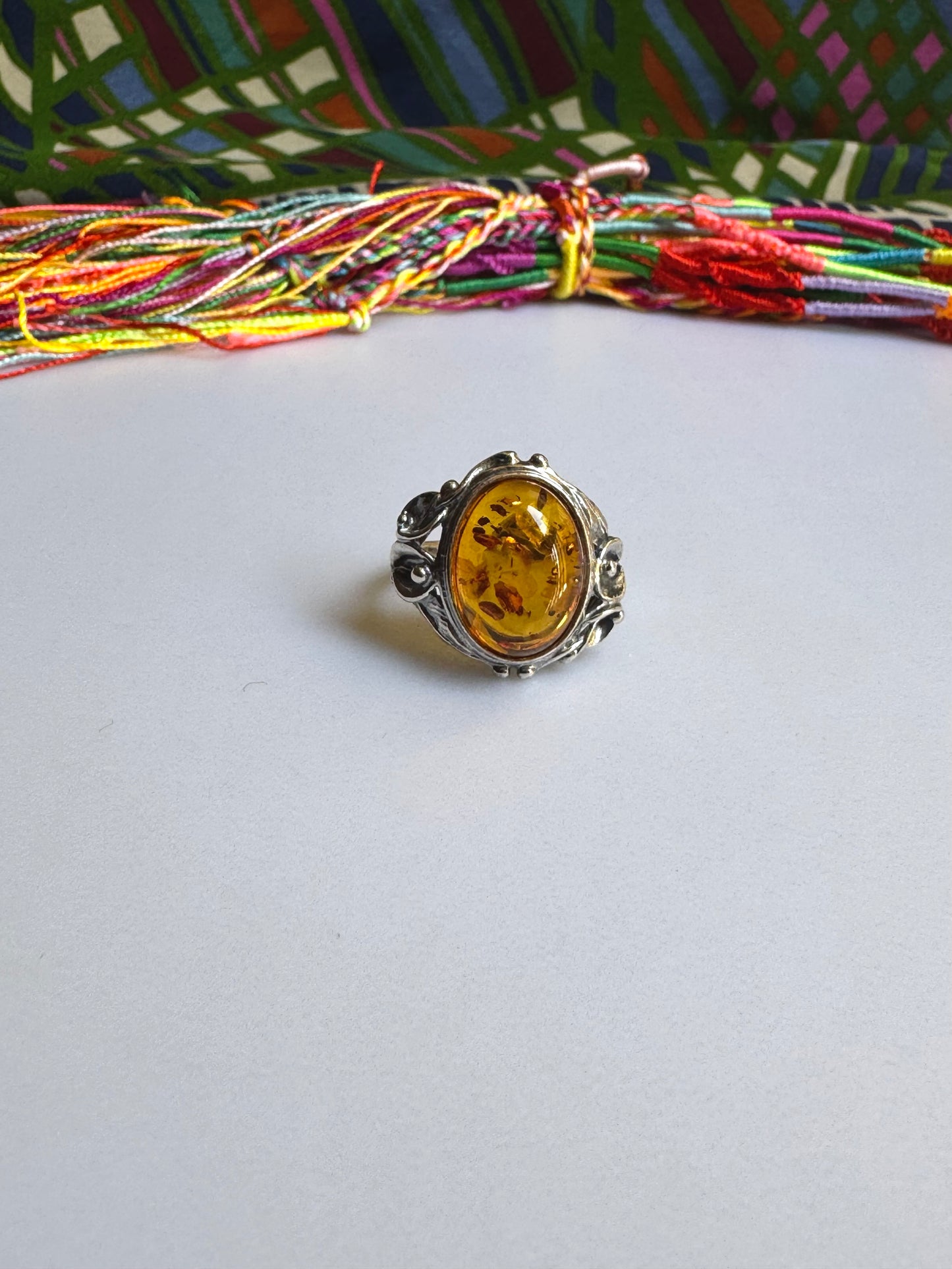 925 silver amber ring size 22 24A