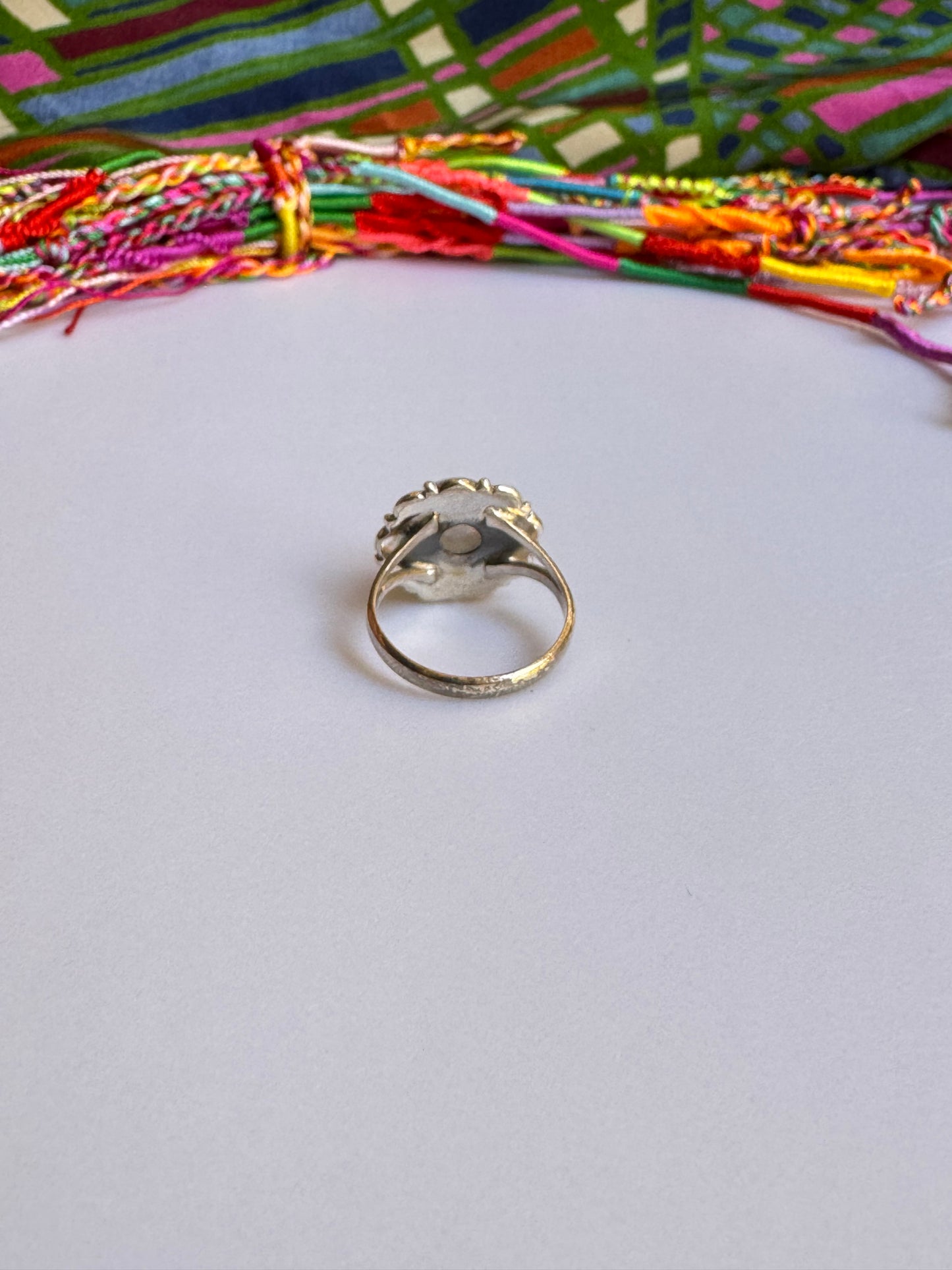 925 Silber Regenbogen Mondstein Ring Größe 14/15 - X27