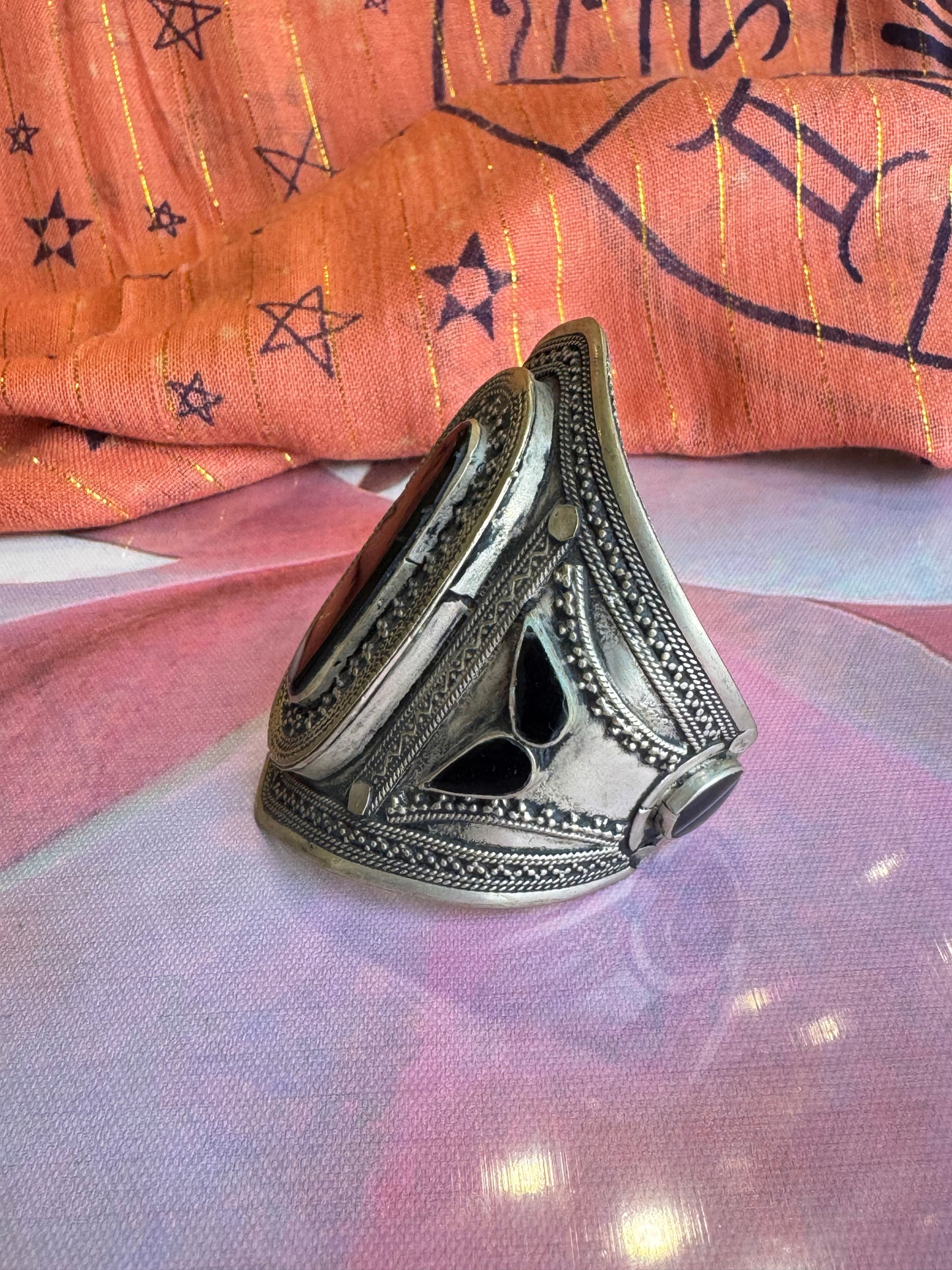 Antique vintage agate open slave bracelet