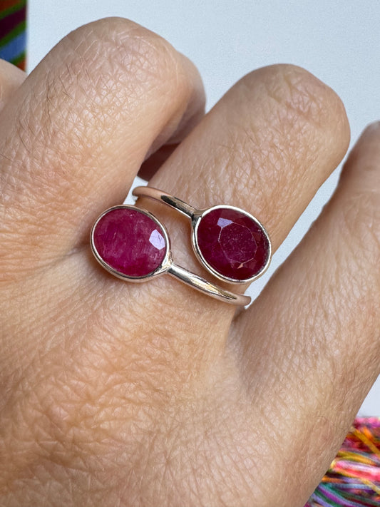 Anello argento 925 radice di rubino regolabile da misura 16 M5