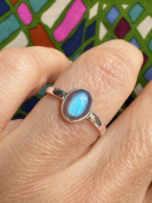 Labradorit 925 Silber Ring Größe 14 - F56