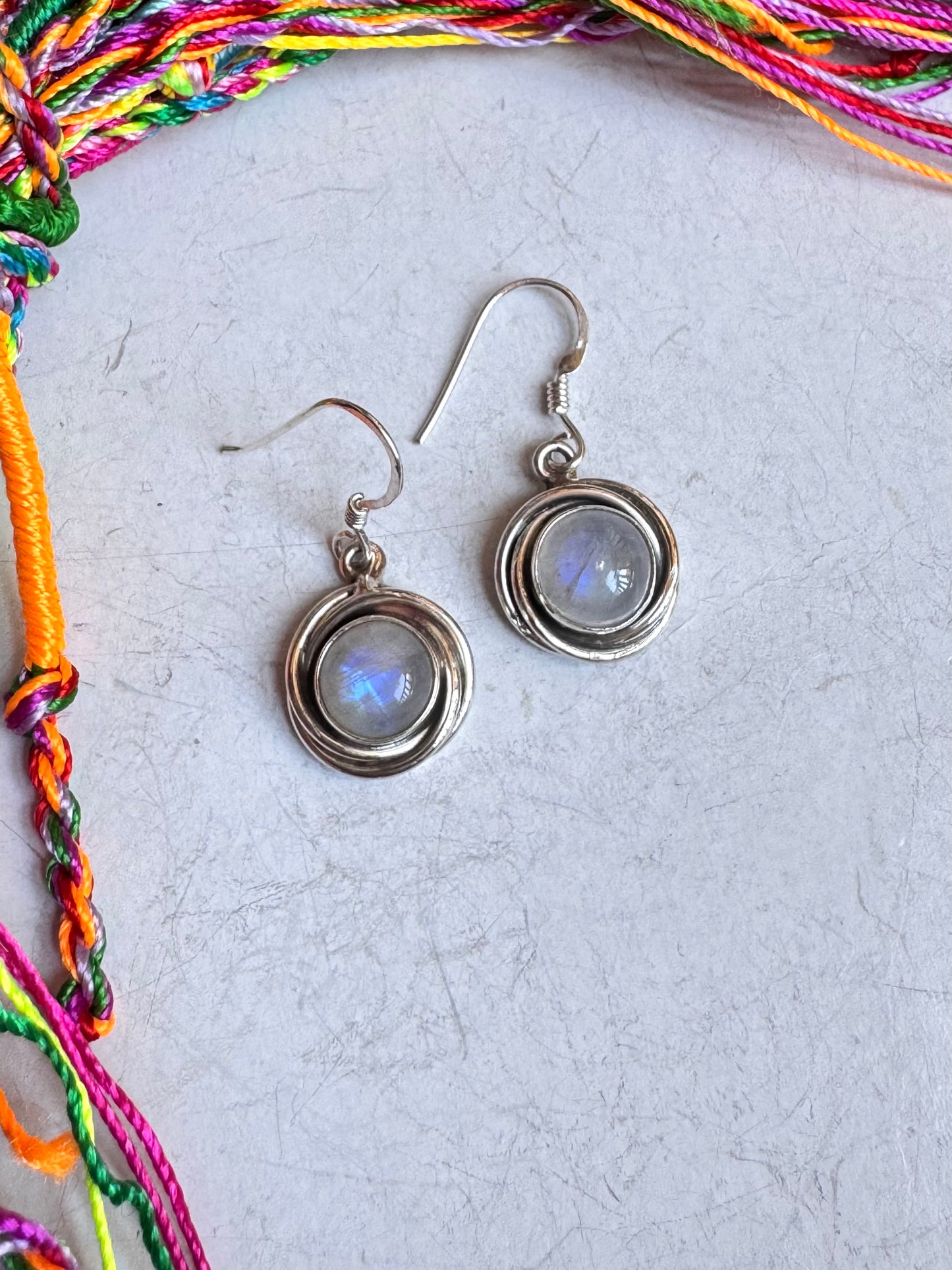 925 sterling silver rainbow moonstone earrings A30