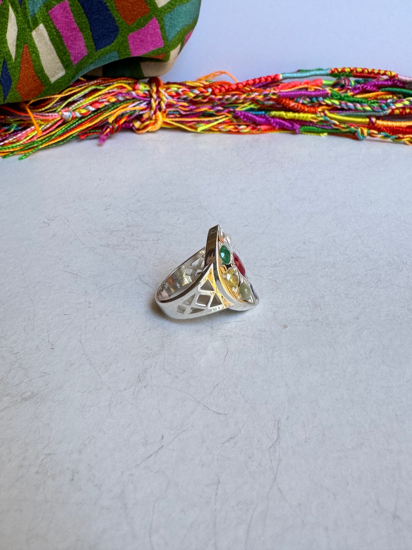 Anello argento 925 Navaratna misura 13 - 26WE