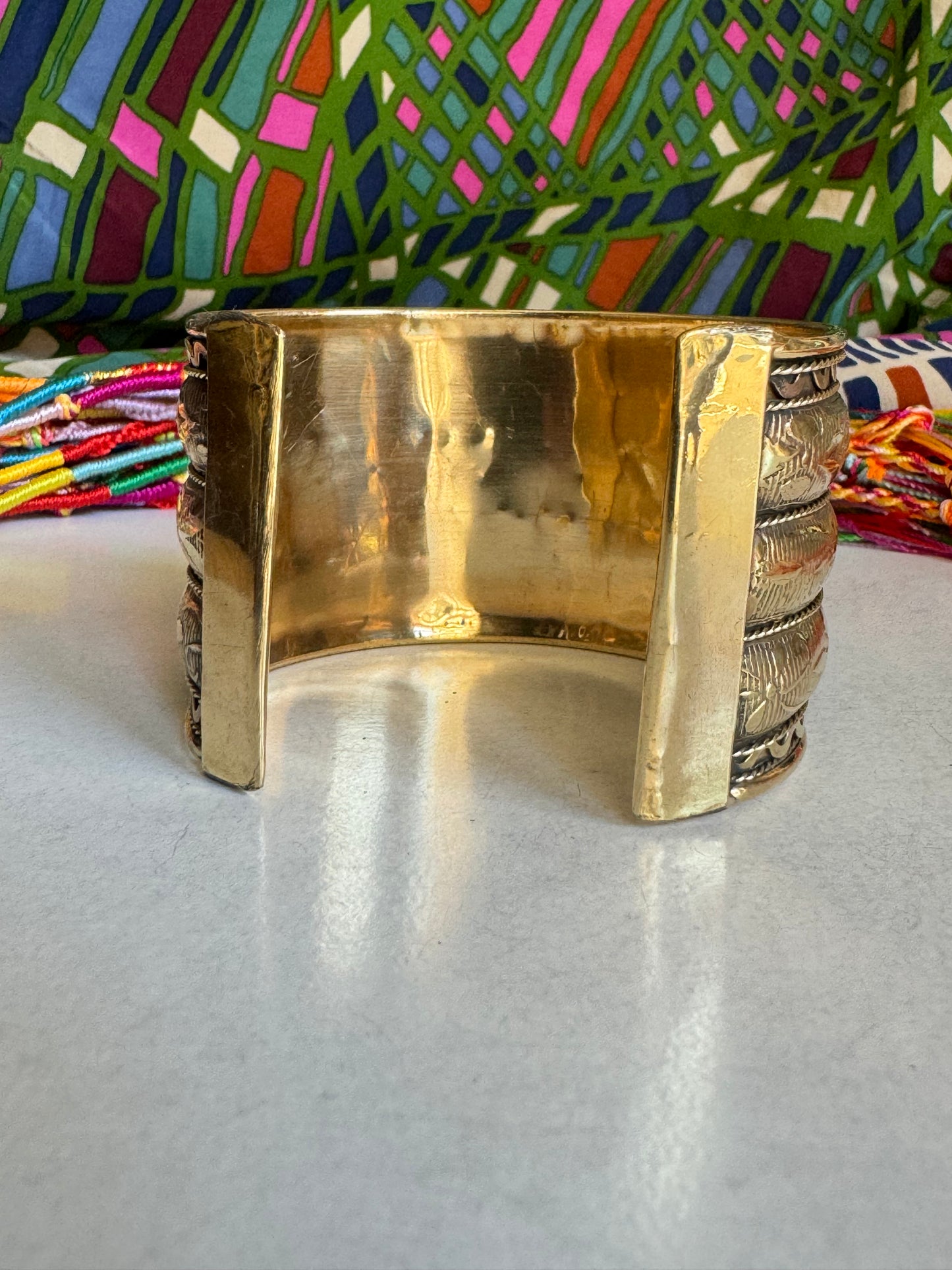 Golden flower bangle bracelet