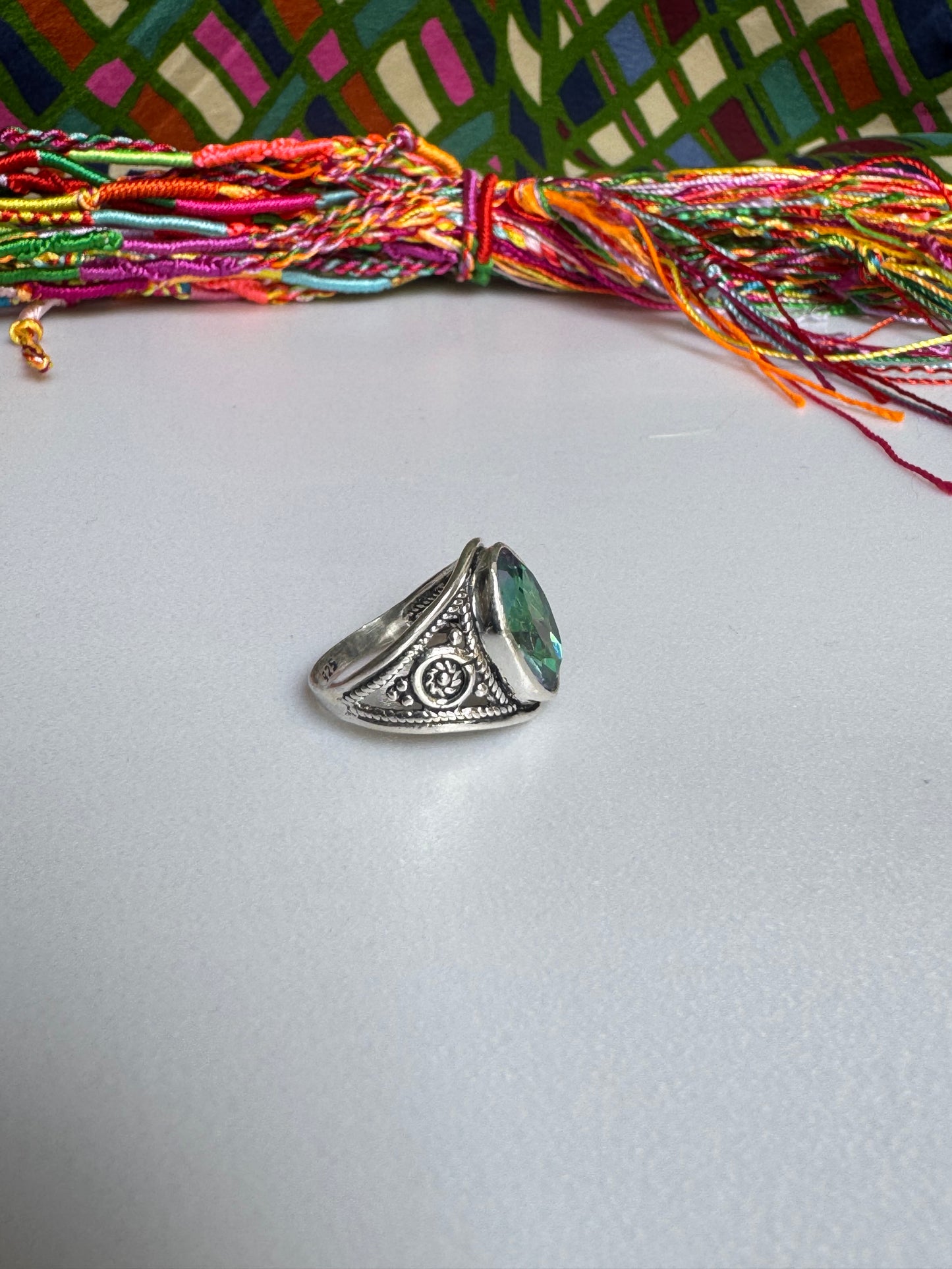 925 silver mystic stone ring size 15 11MS