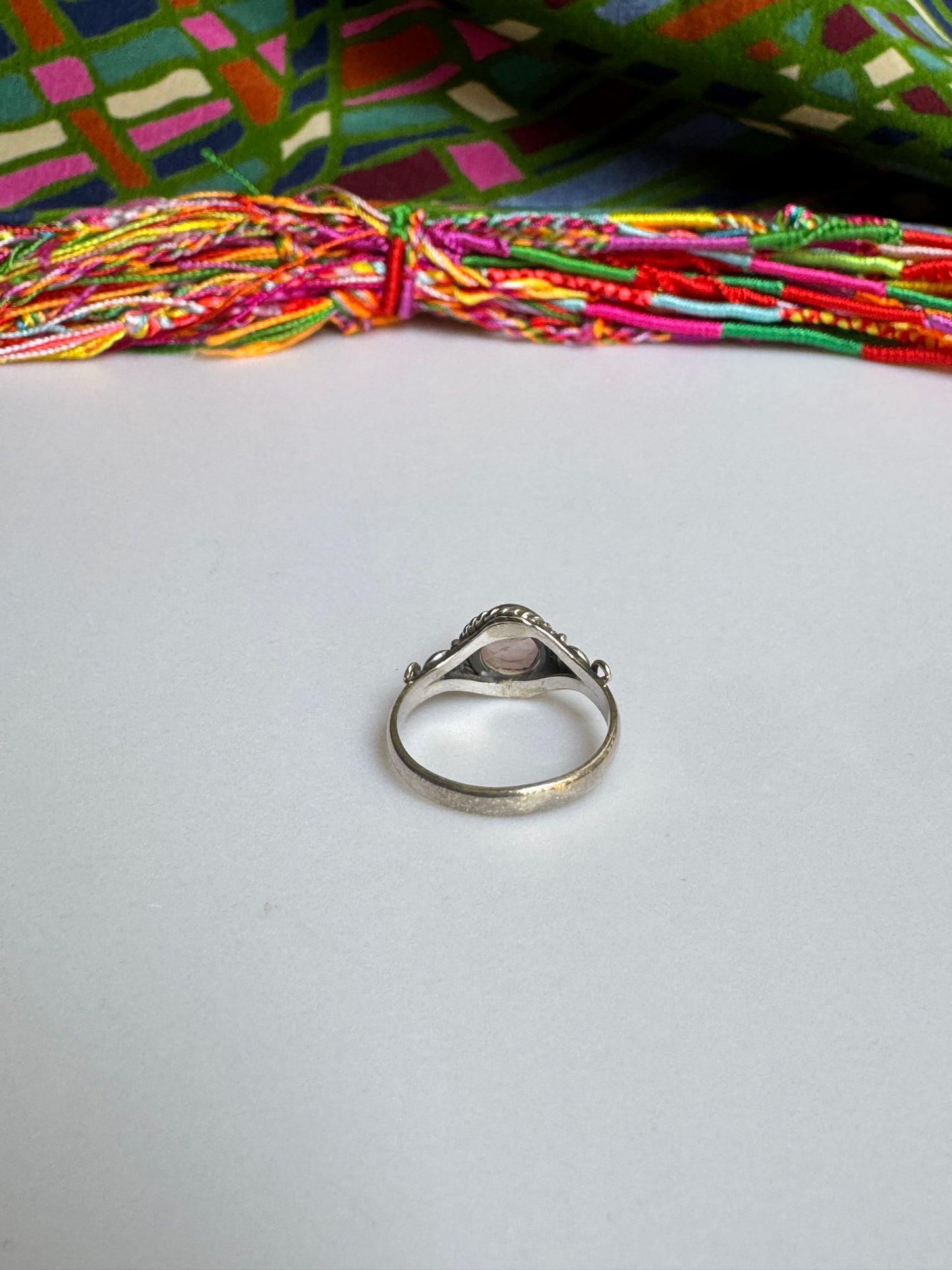 925 silver rose quartz ring size 18 - 3QR