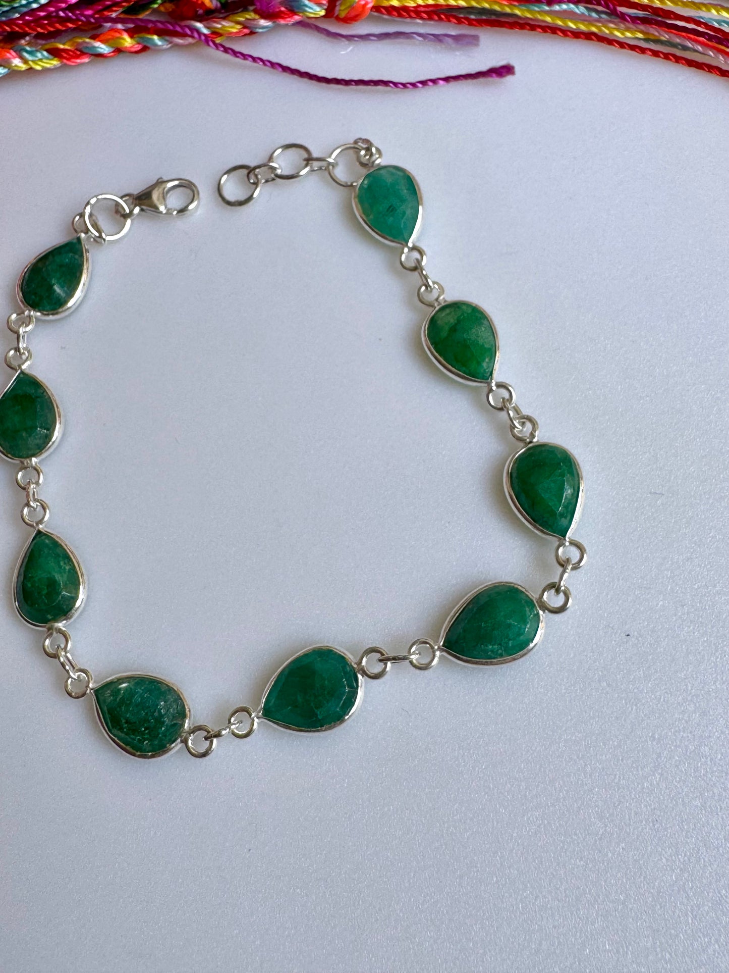 925 silver bracelet with emerald root B52