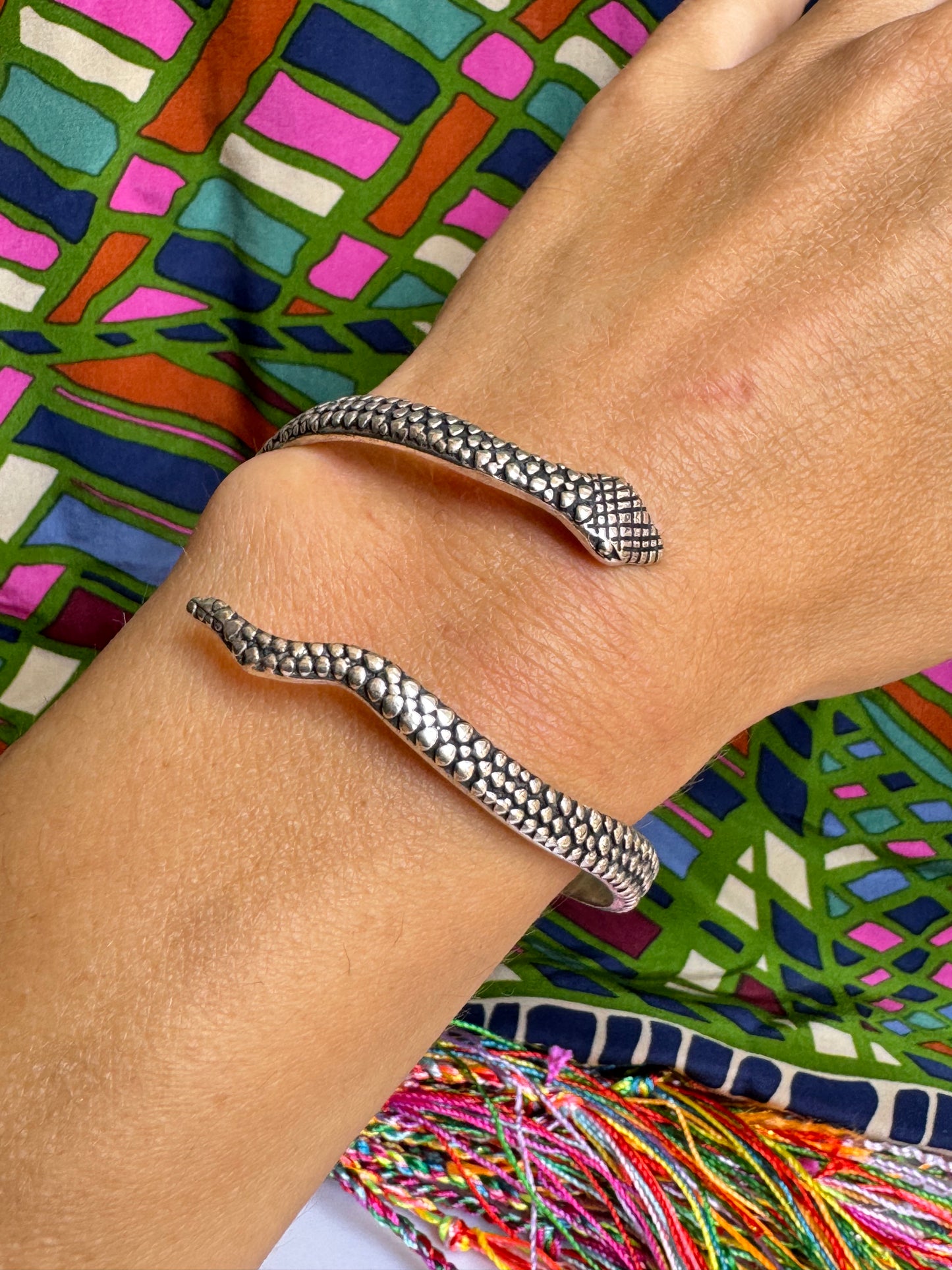 Bracciale boho argentato serpente