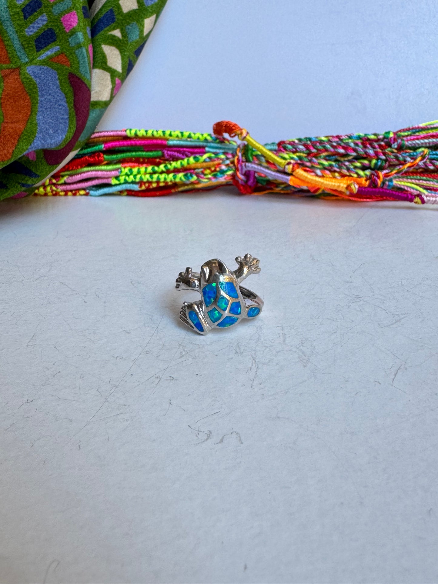 Anello argento 925 rana opale blu misura 13/14 - 4OP