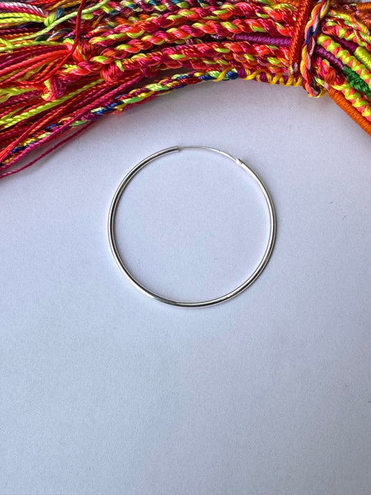 Single earring smooth circle 4cm 925 silver W16
