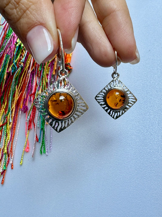 19 Uhr Bernsteinohrringe aus 925er Silber