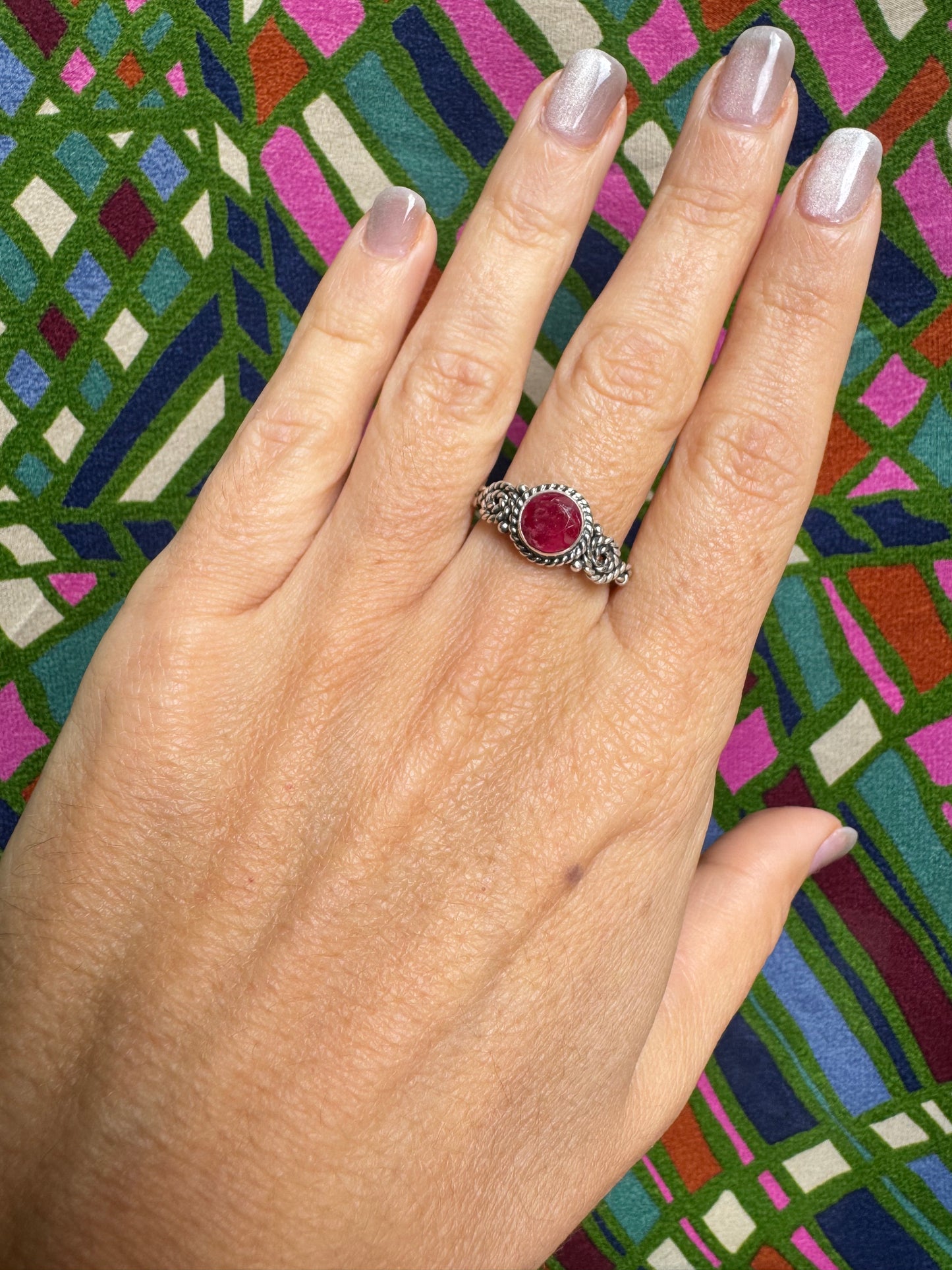 Anello argento 925 radice di rubino misura 18 - 12AM