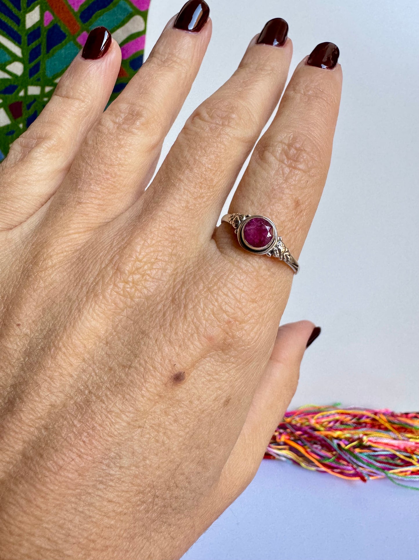 Anello argento 925 radice di rubino misura 22/23 M3