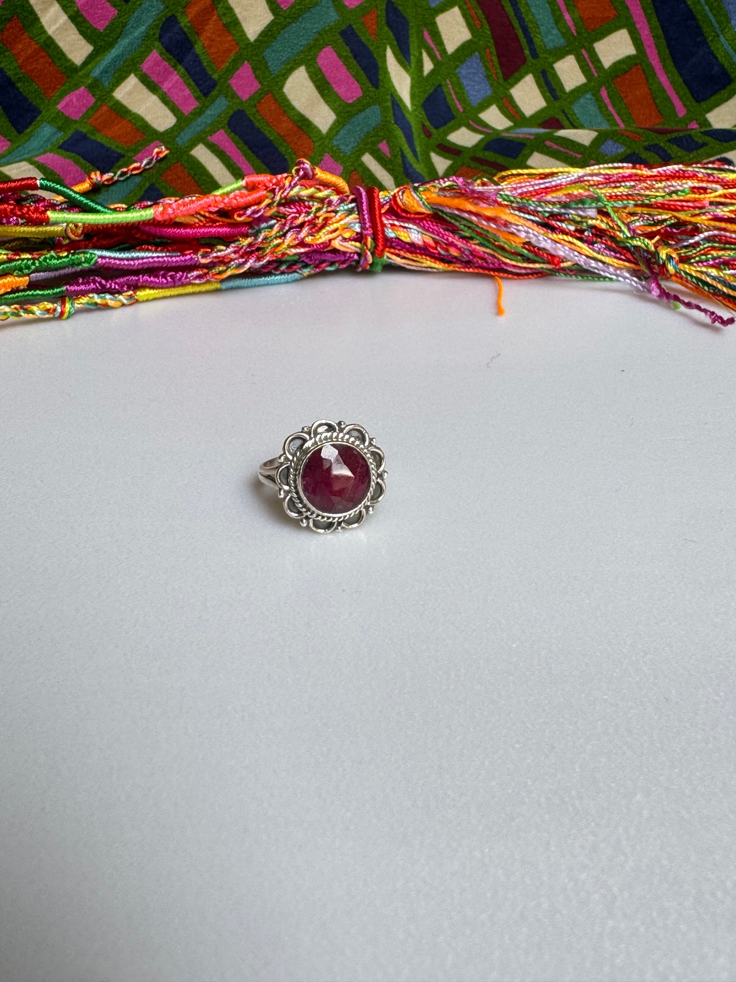 Anello argento 925 radice di rubino misura 14 - 16AM