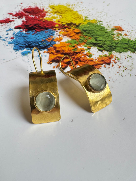 White shield earrings