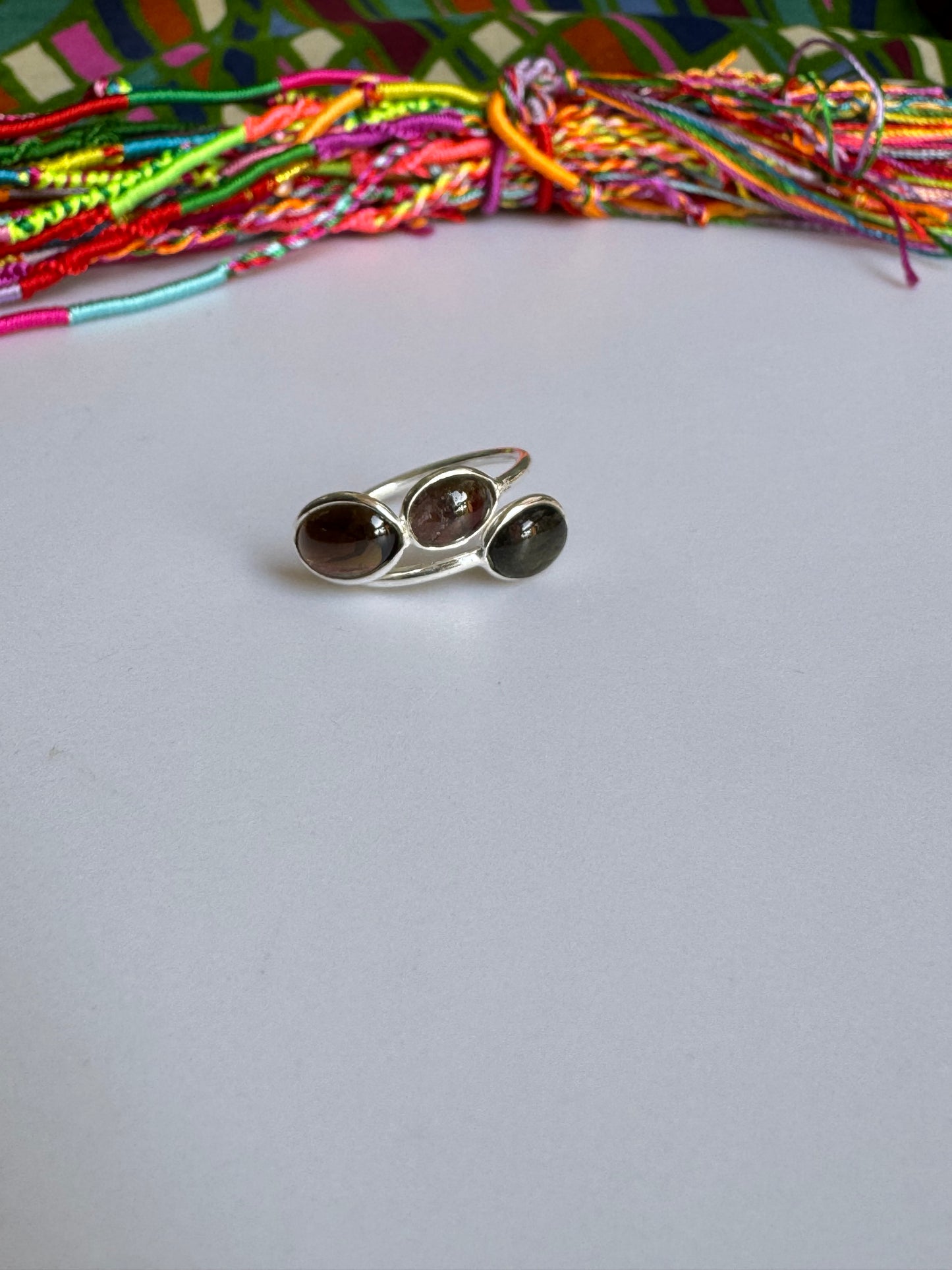 925 silver ring with adjustable tourmaline, size 17 - TA34, defective