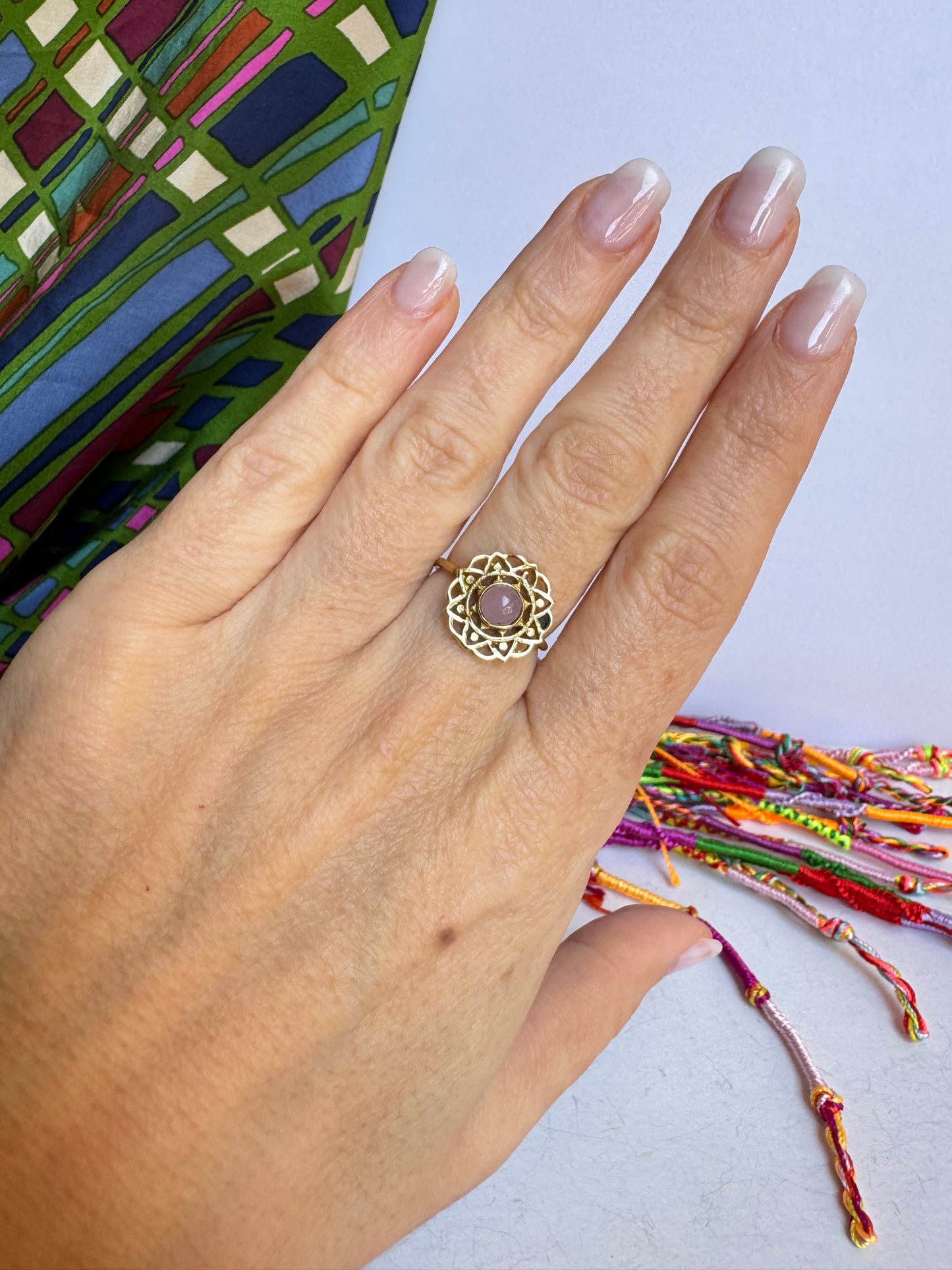 Anello boho dorato rosa