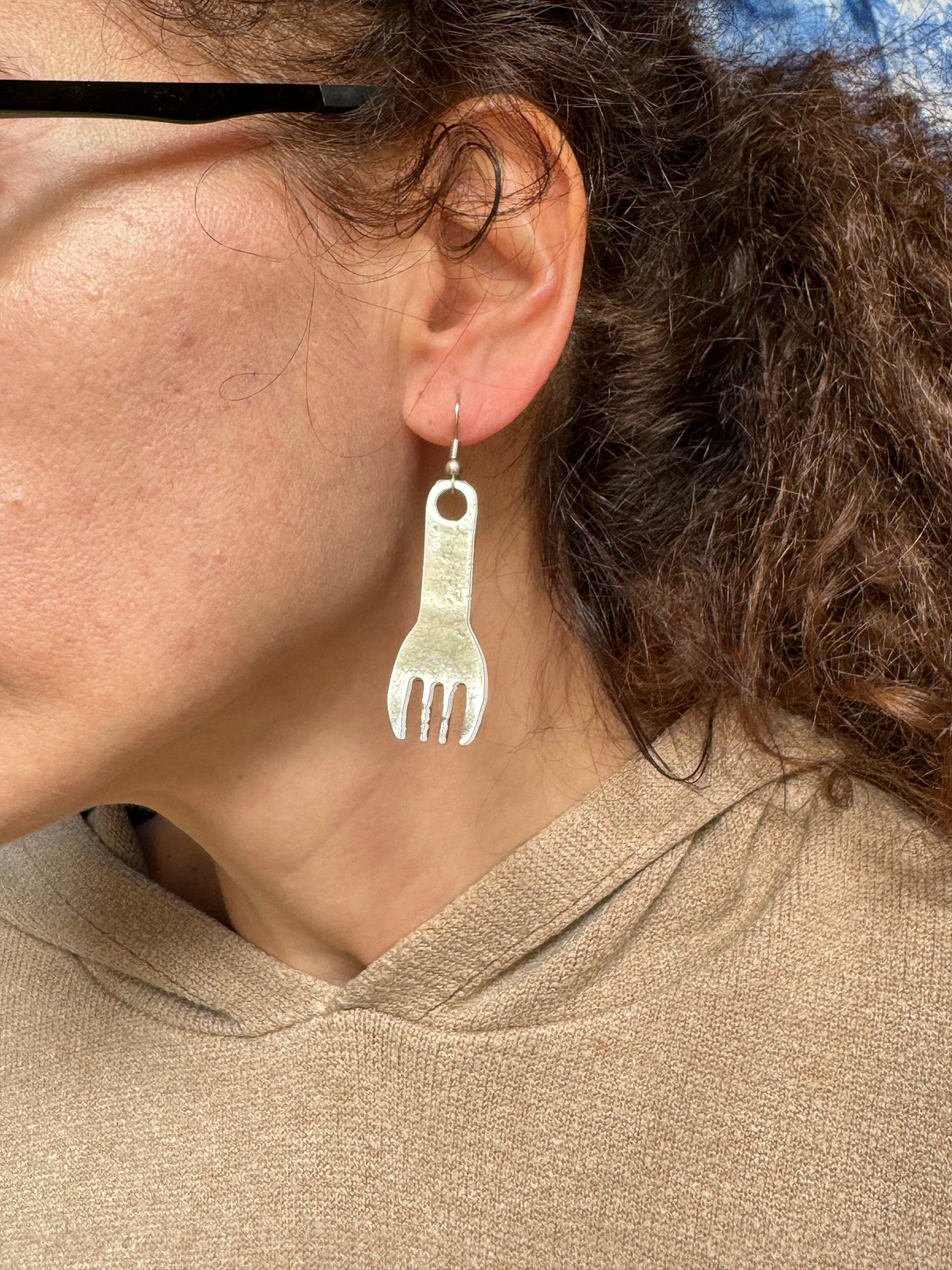 Zamak fork earrings