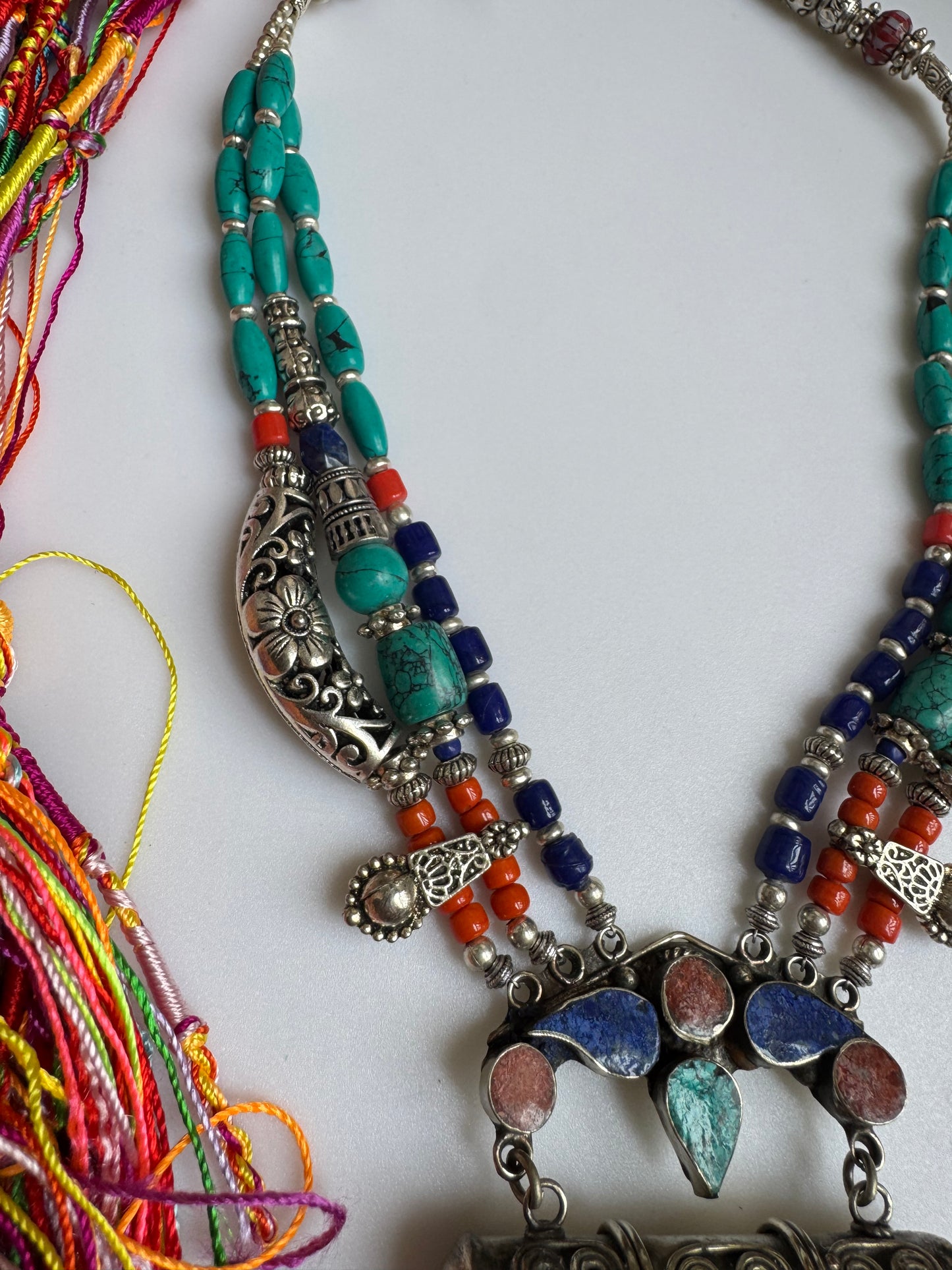 Collana nepalese metallo pietre vintage anni 70