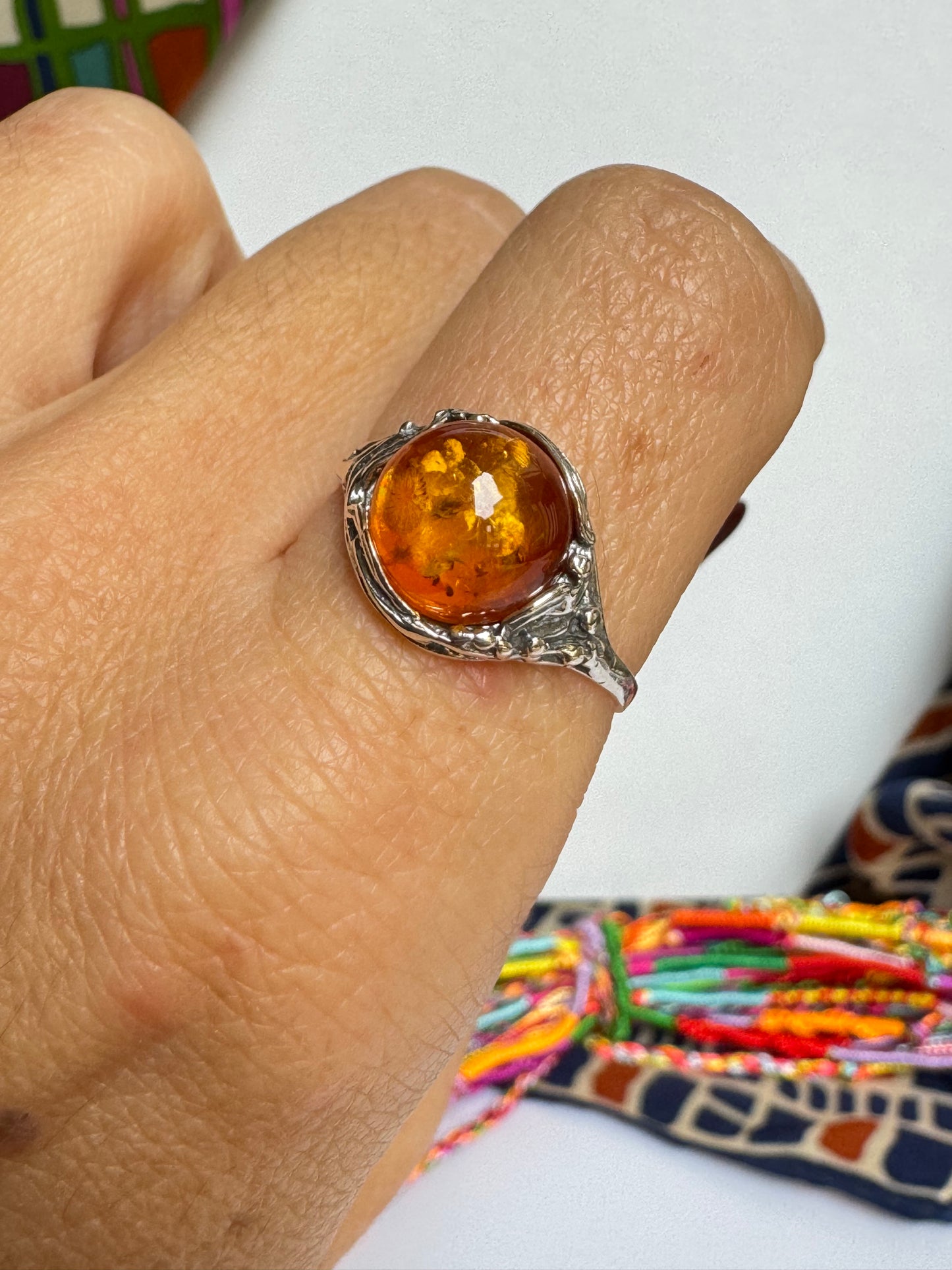 Anello argento 925 ambra misura 22 - 11AMB