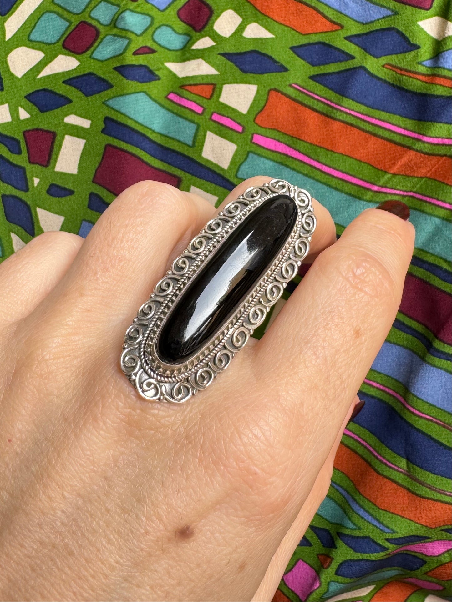 P20 black onyx 925 silver ring