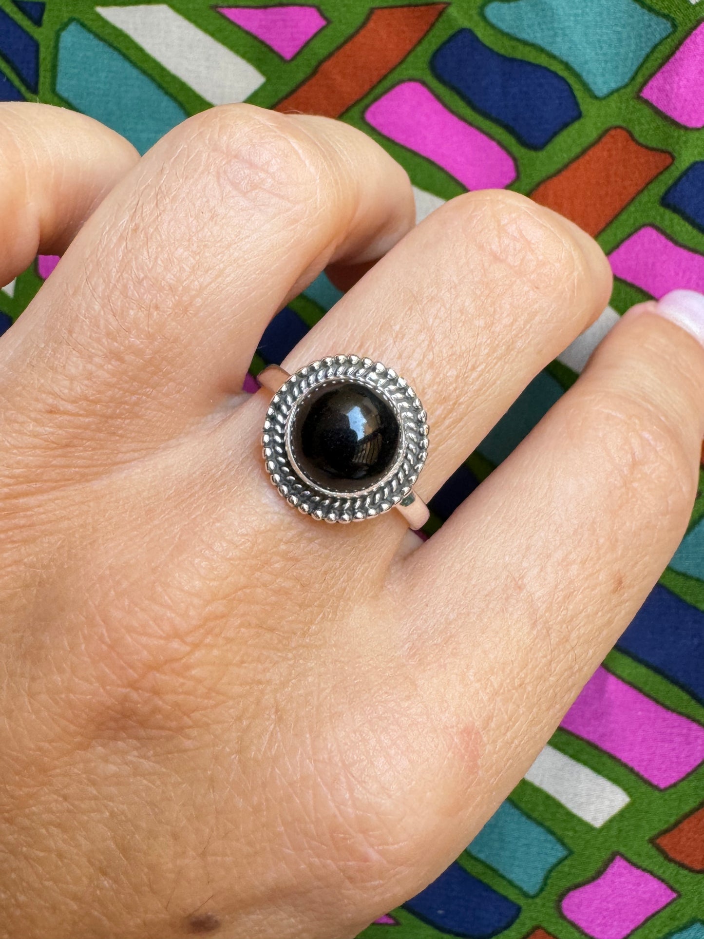 Black Onyx Silver Ring T62